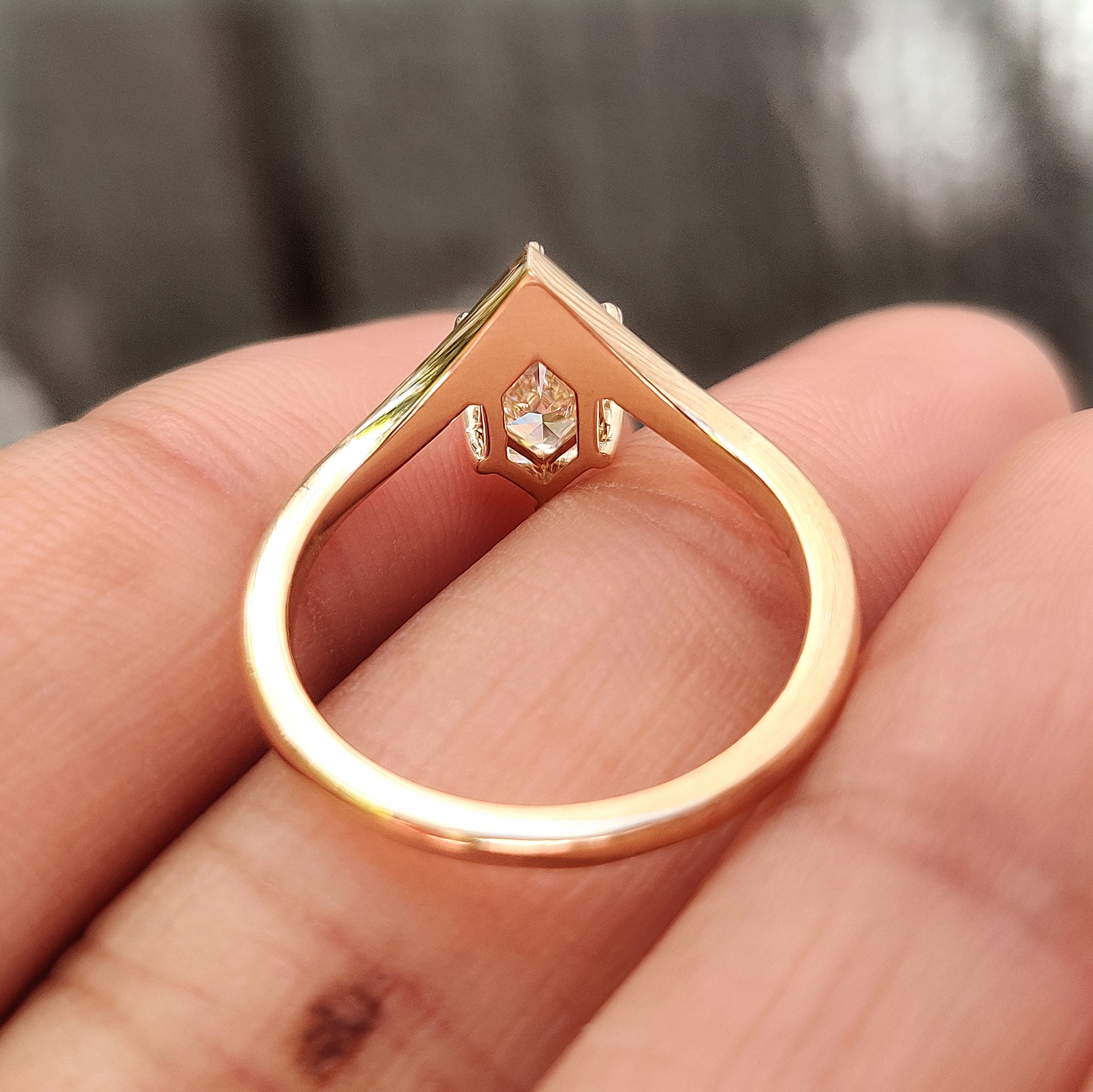Lab grown Dutch marquise solitaire ring with IGI certification.
