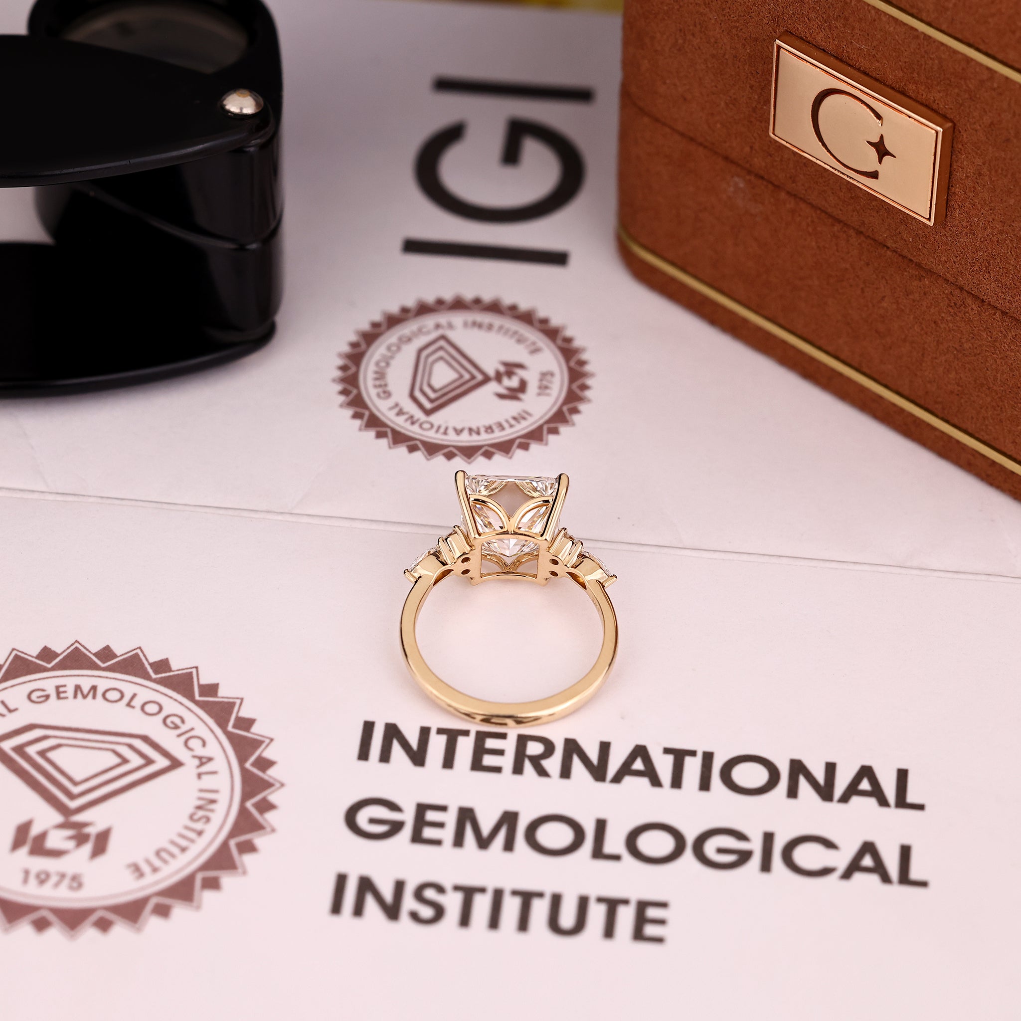 IGI certified lab grown princess cut diamond ring.
