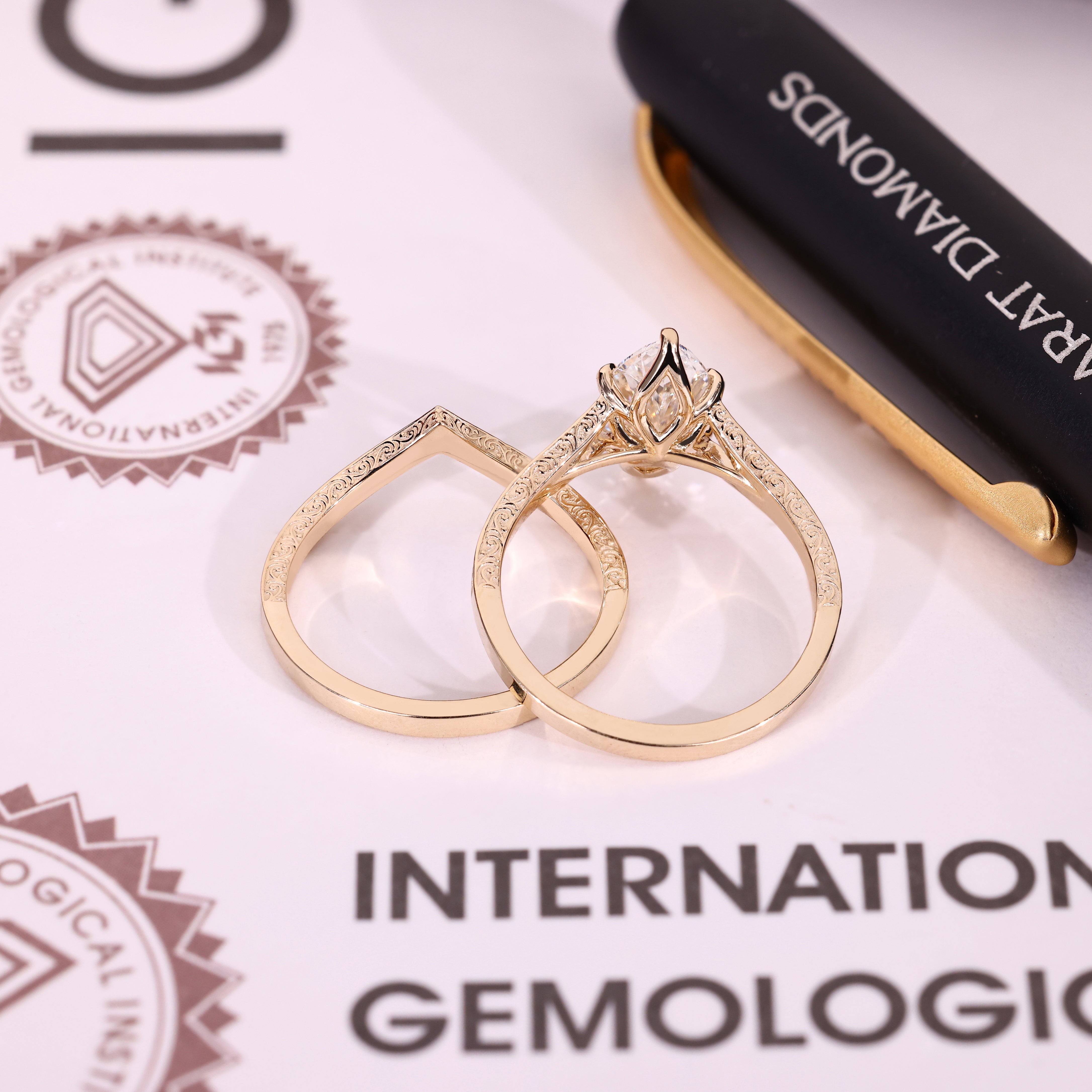 IGI Certified Marquise Diamond Ring With Band