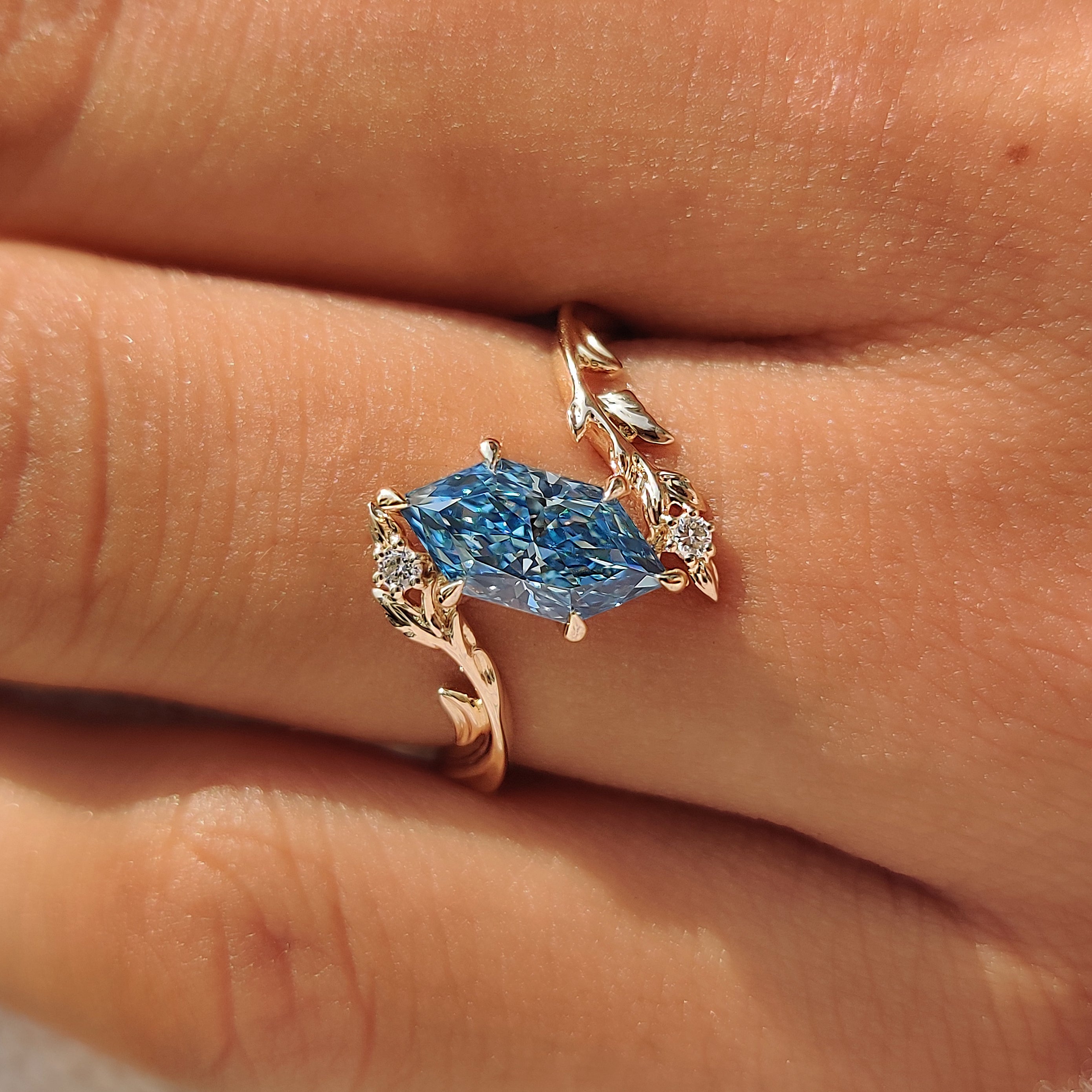 Yellow gold Dutch marquise ring with vine detailing.
