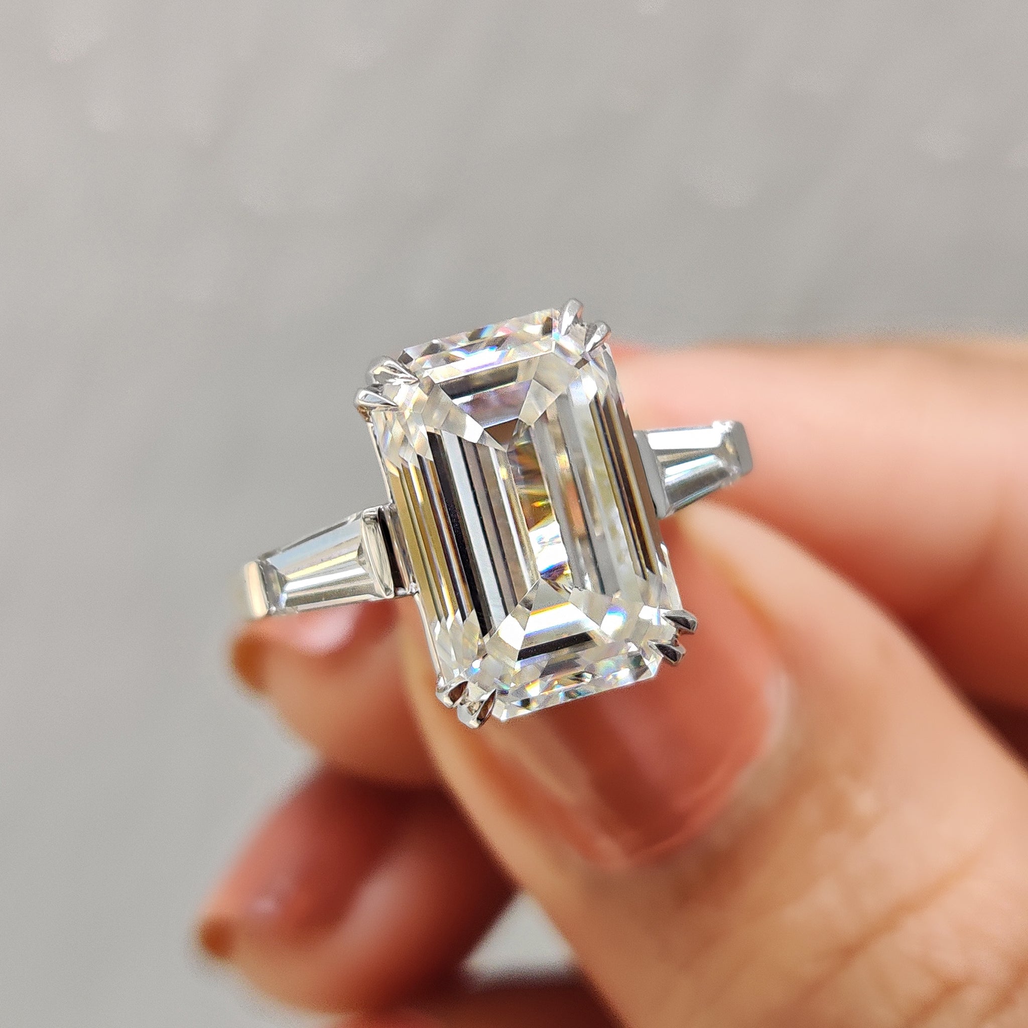 Emerald Cut Engagement Ring With Tapered Baguette Side Stones