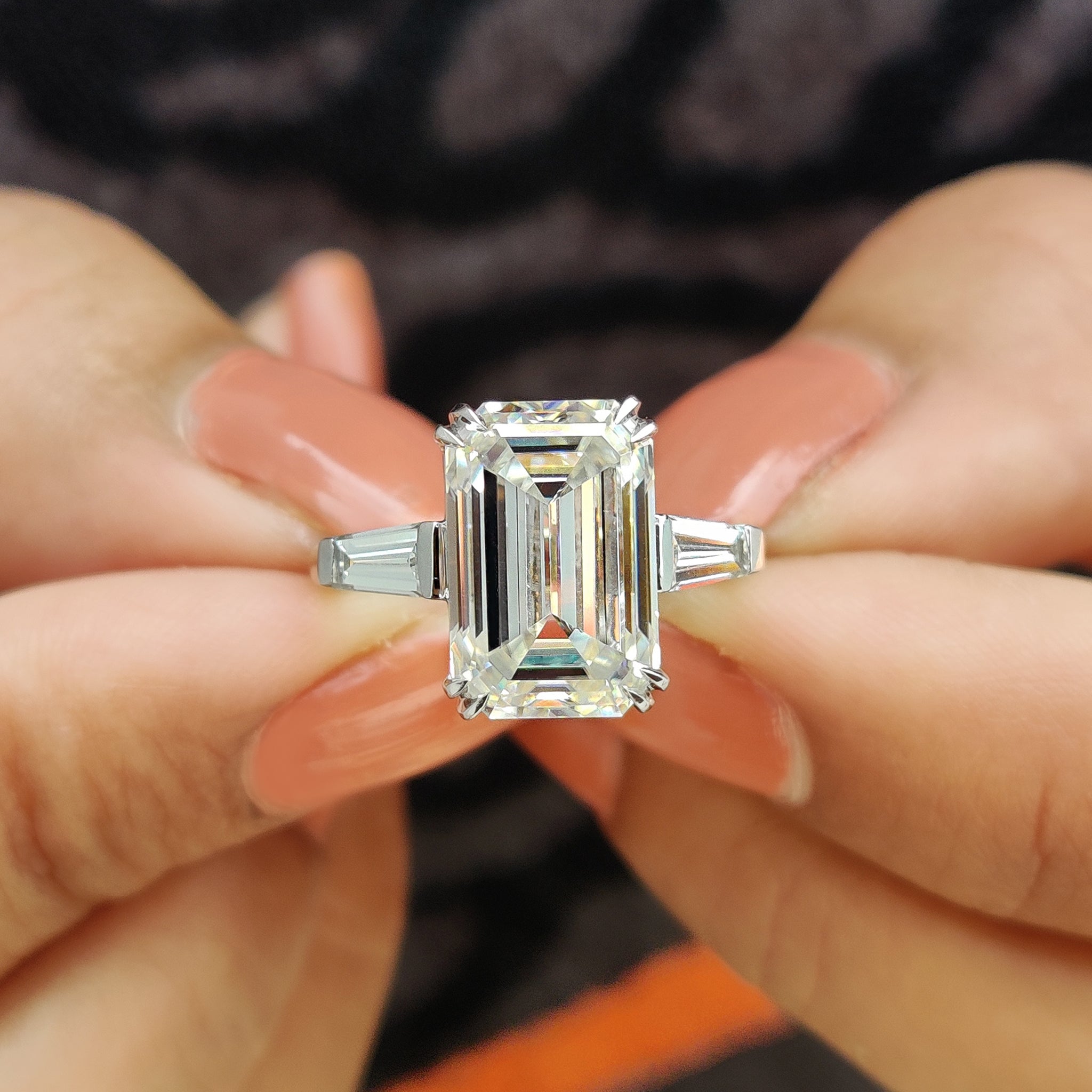 Emerald Cut Engagement Ring With Double Prong - Main Image