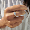 This unique engagement ring stands out with a one-of-a-kind design.