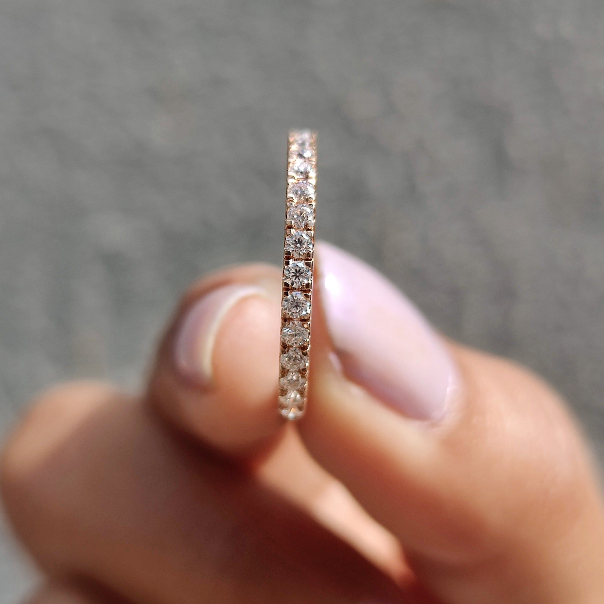The custom moissanite band and moissanite wedding band make a lovely pair.