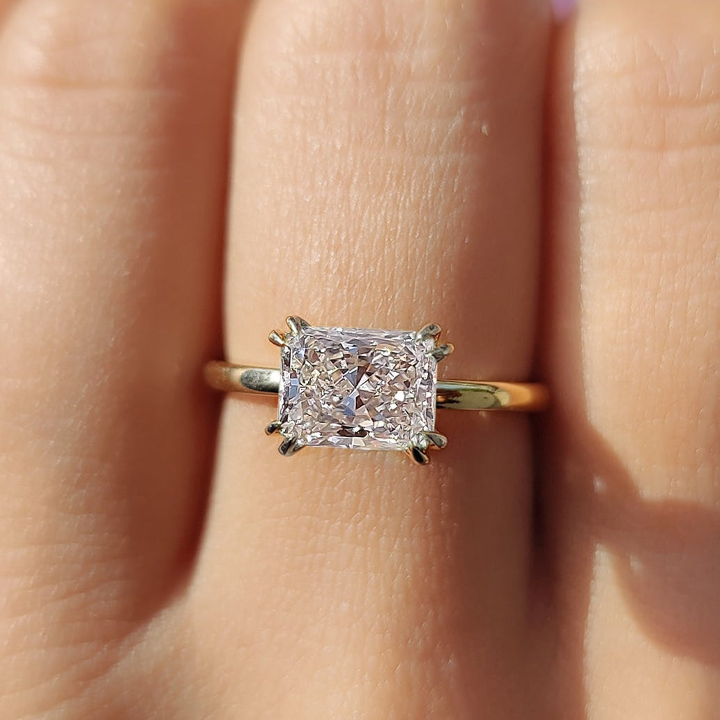 Radiant Solitaire Engagement Ring in Yellow Gold Finish