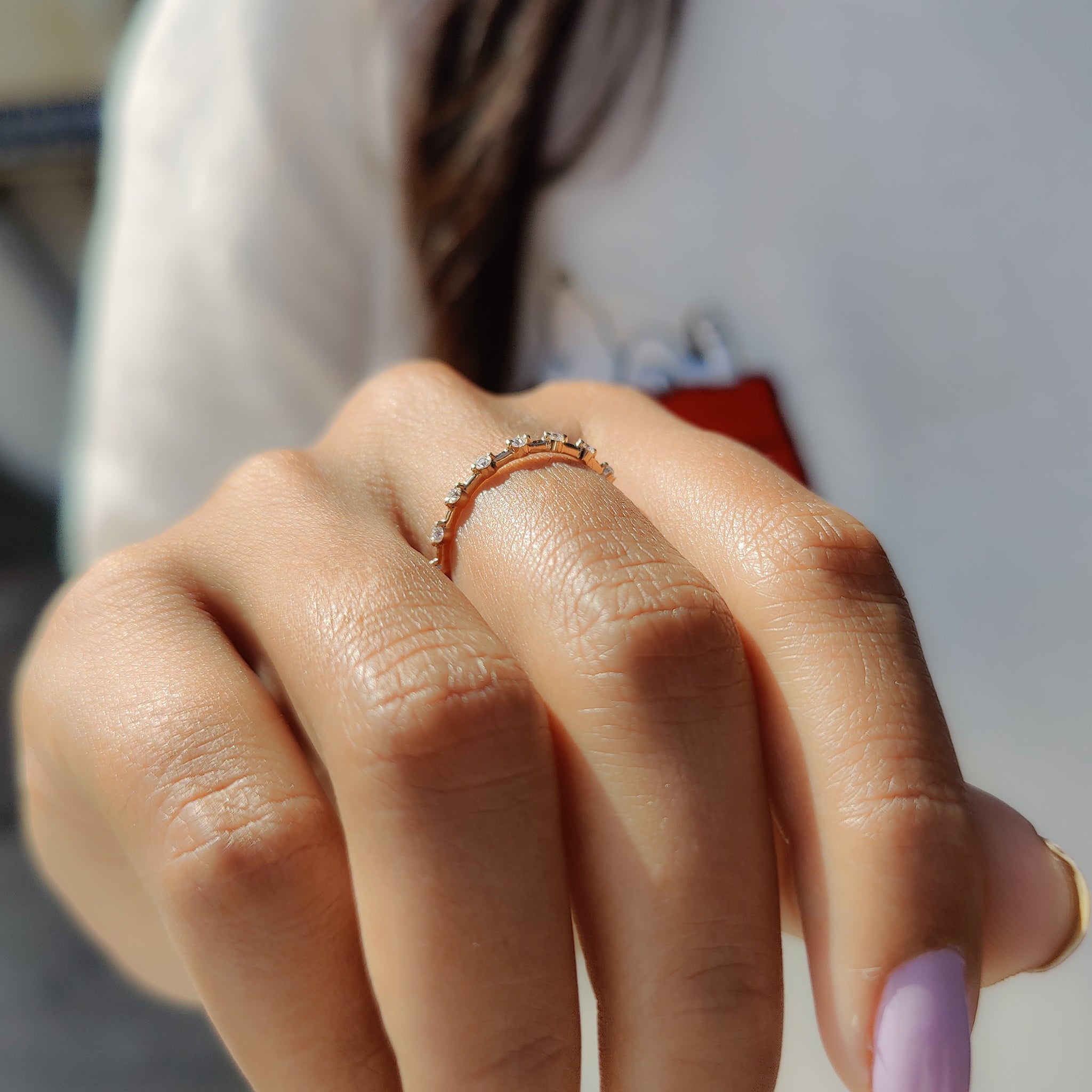 Matching moissanite band designed to pair perfectly.