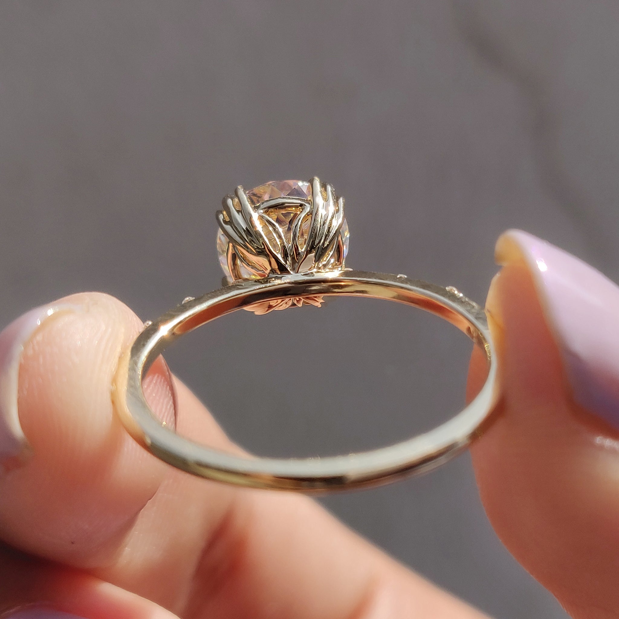 This white gold moissanite ring blends sparkle and style.