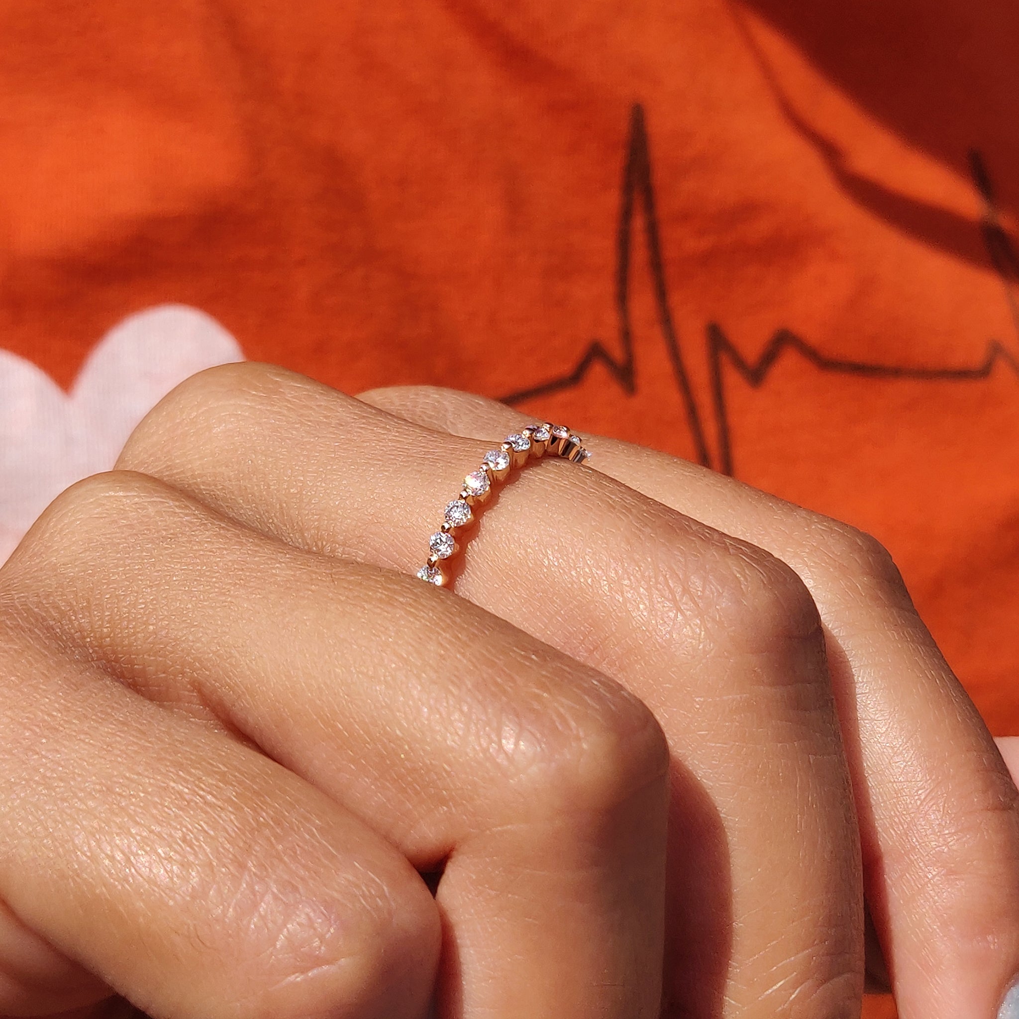 Full eternity wedding band designed to symbolize endless love.