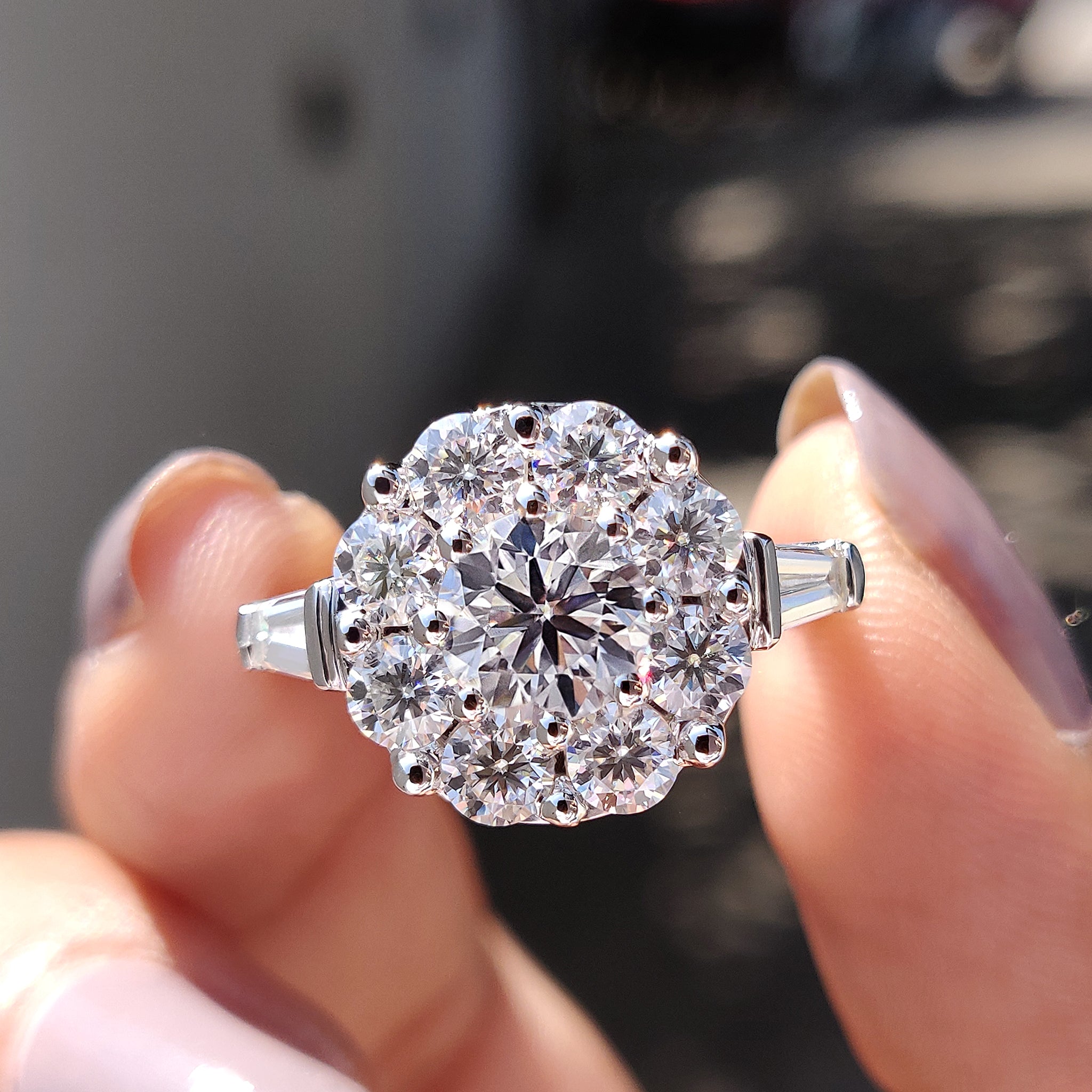 This moissanite 3 stone ring symbolizes love and commitment.
