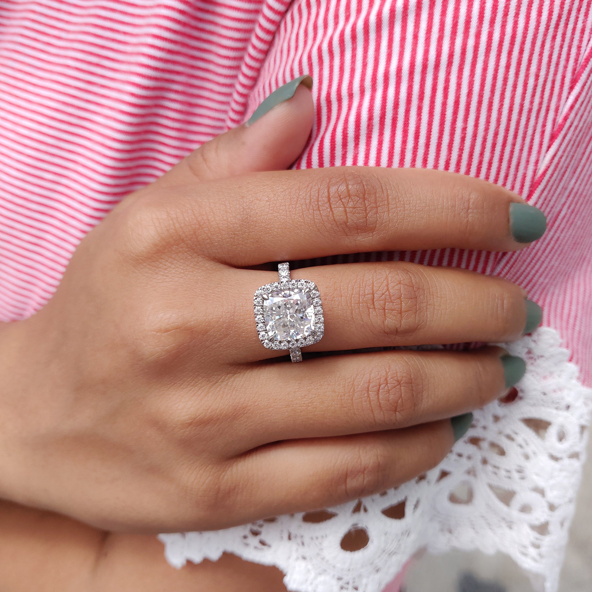 A white gold engagement ring complements any center stone beautifully.
