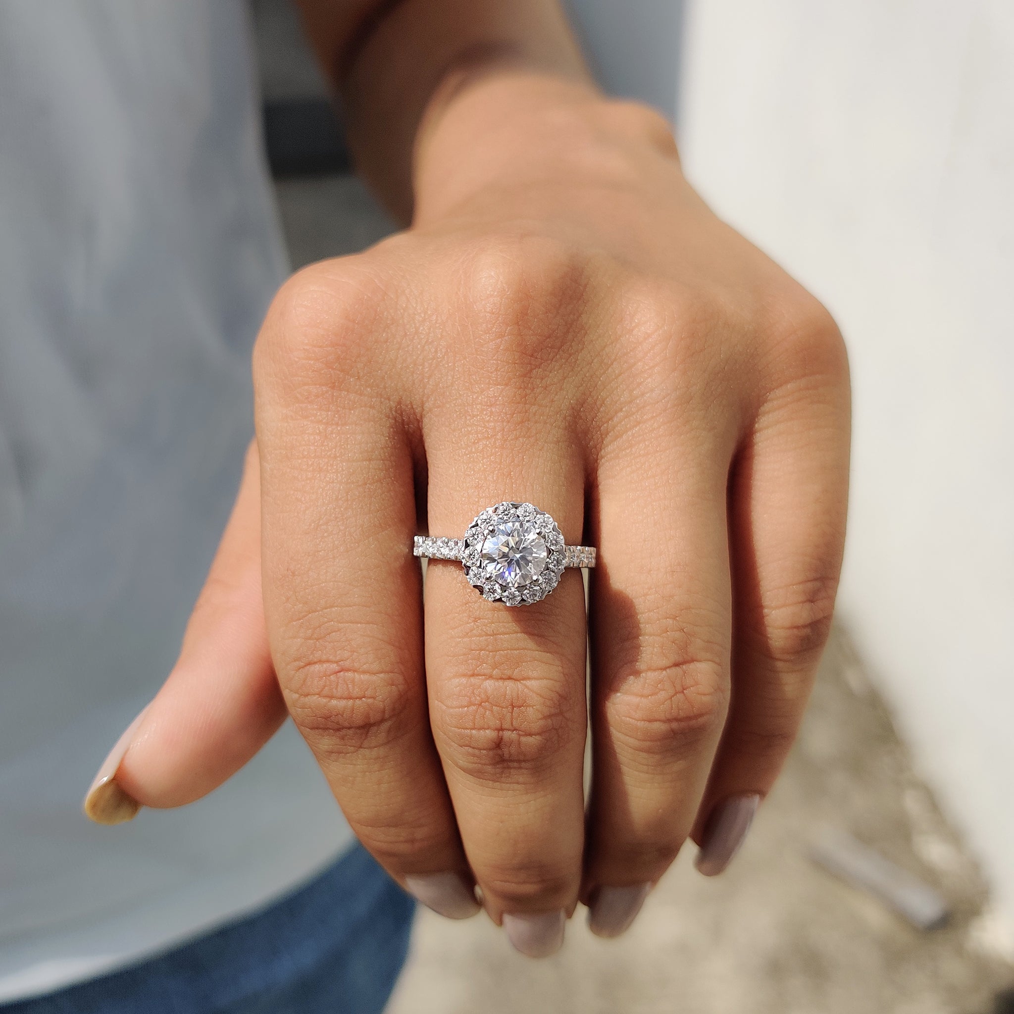 Contemporary moissanite ring blending brilliance with style
