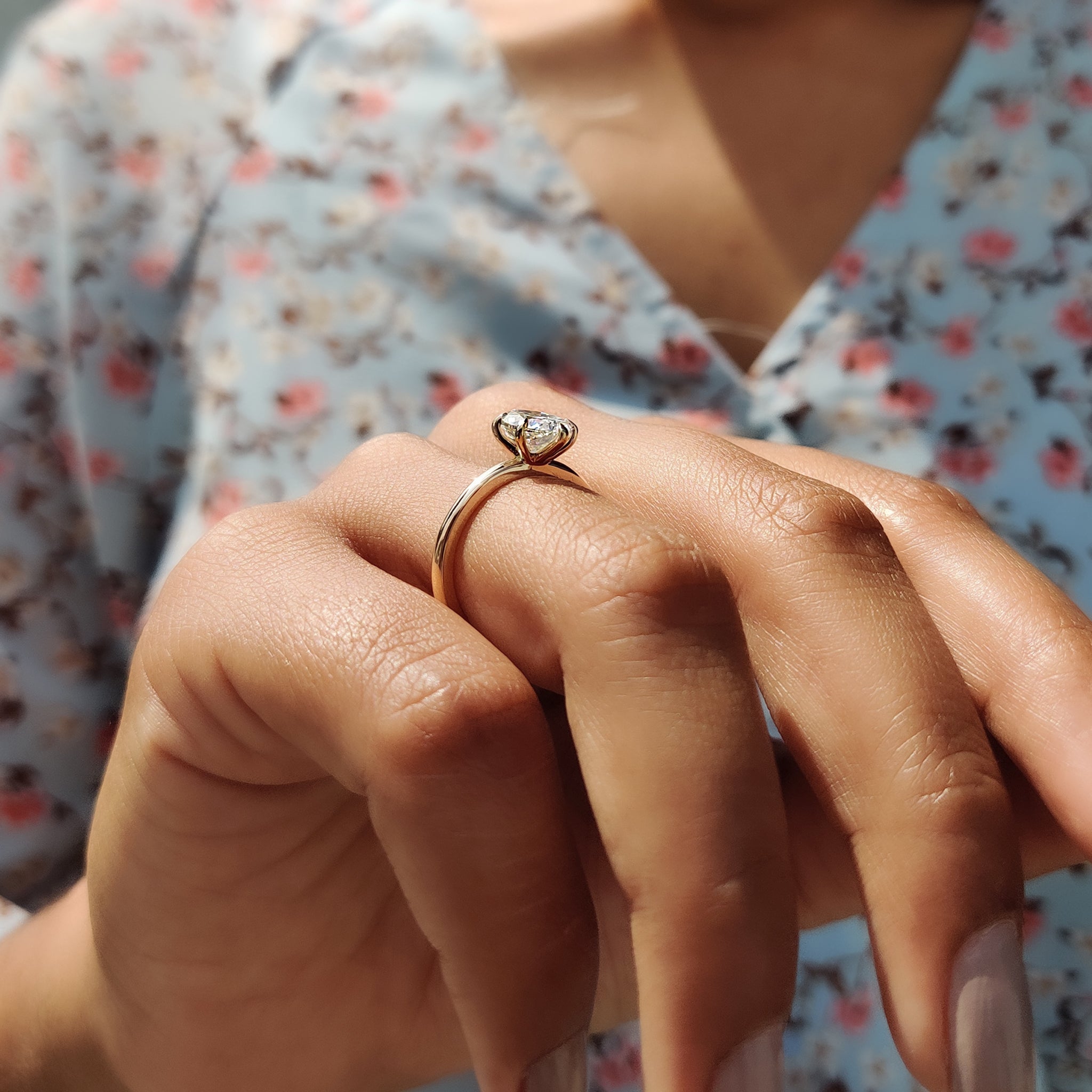 Six Prong Ring Setting holding the moissanite center stone
