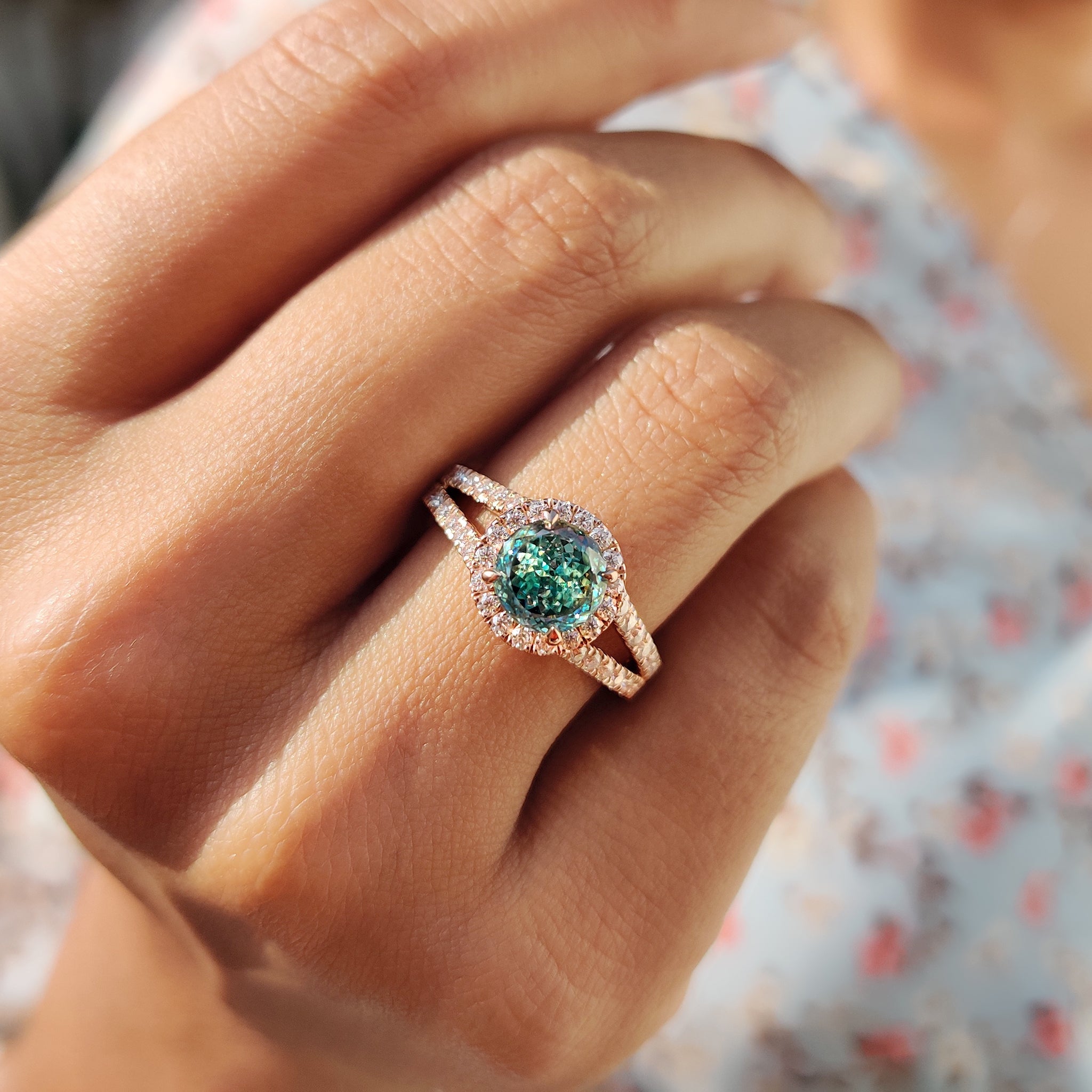 Pave Split Shank Setting in modern wedding style.
