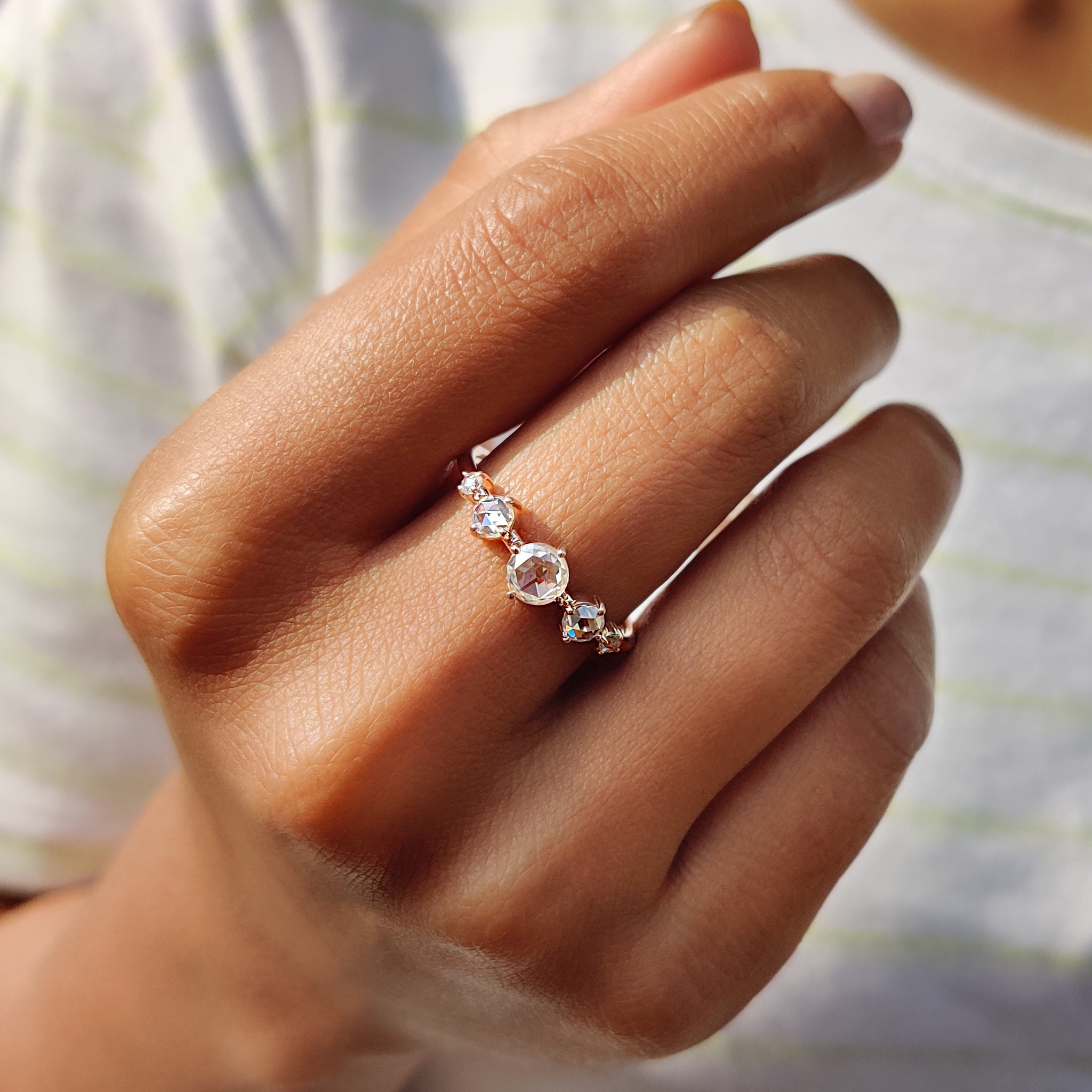 Rose gold engagement ring with a unique vintage design
