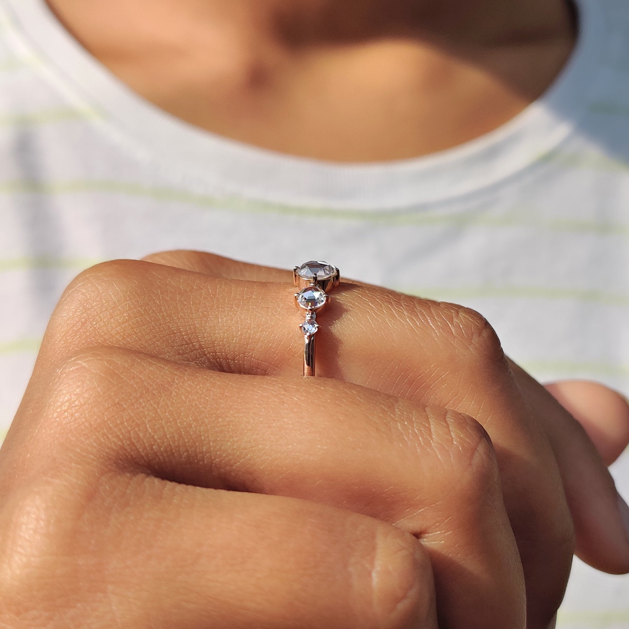 Moissanite engagement ring in a sleek modern style
