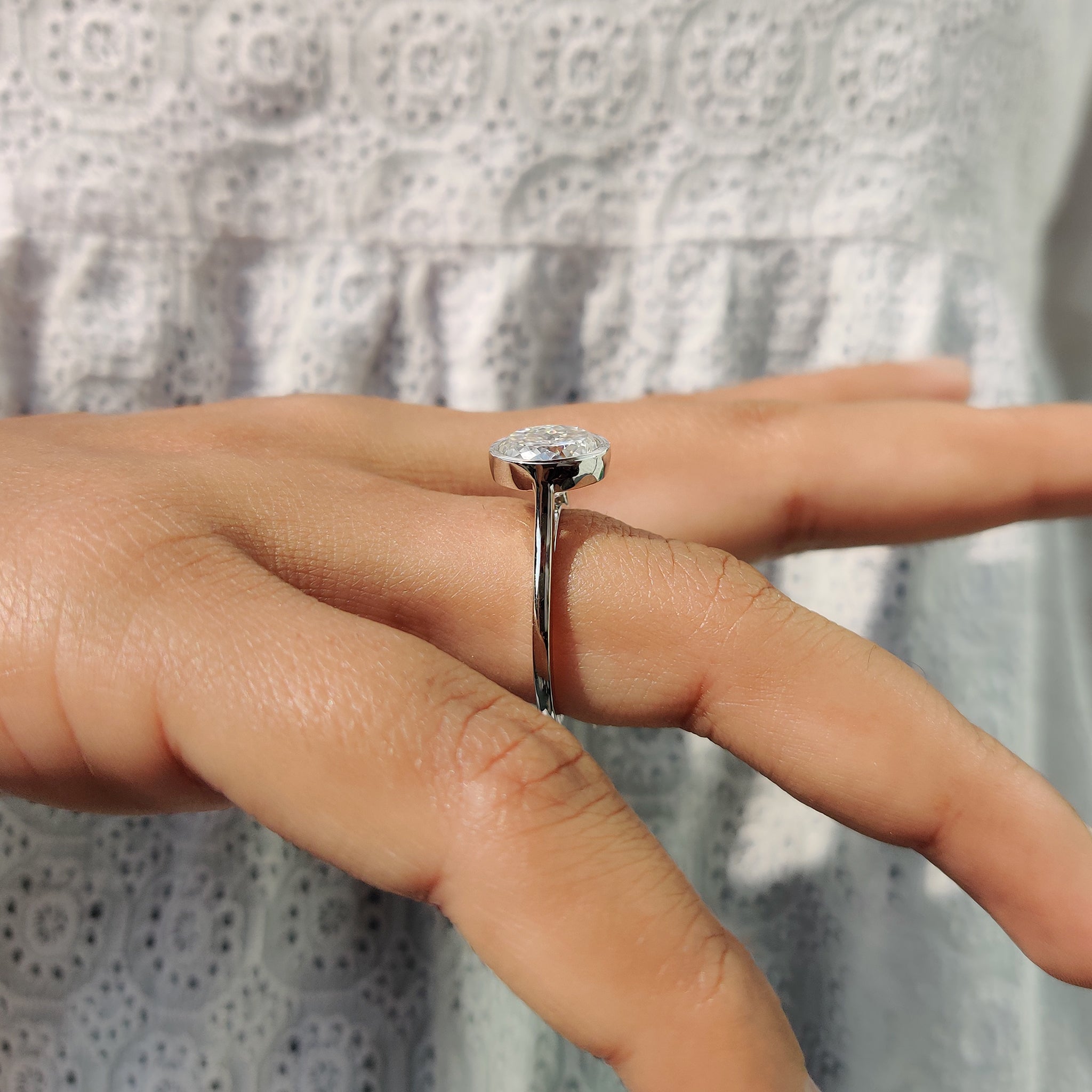 This moissanite ring shines brightly with exceptional clarity and ethical sourcing.

