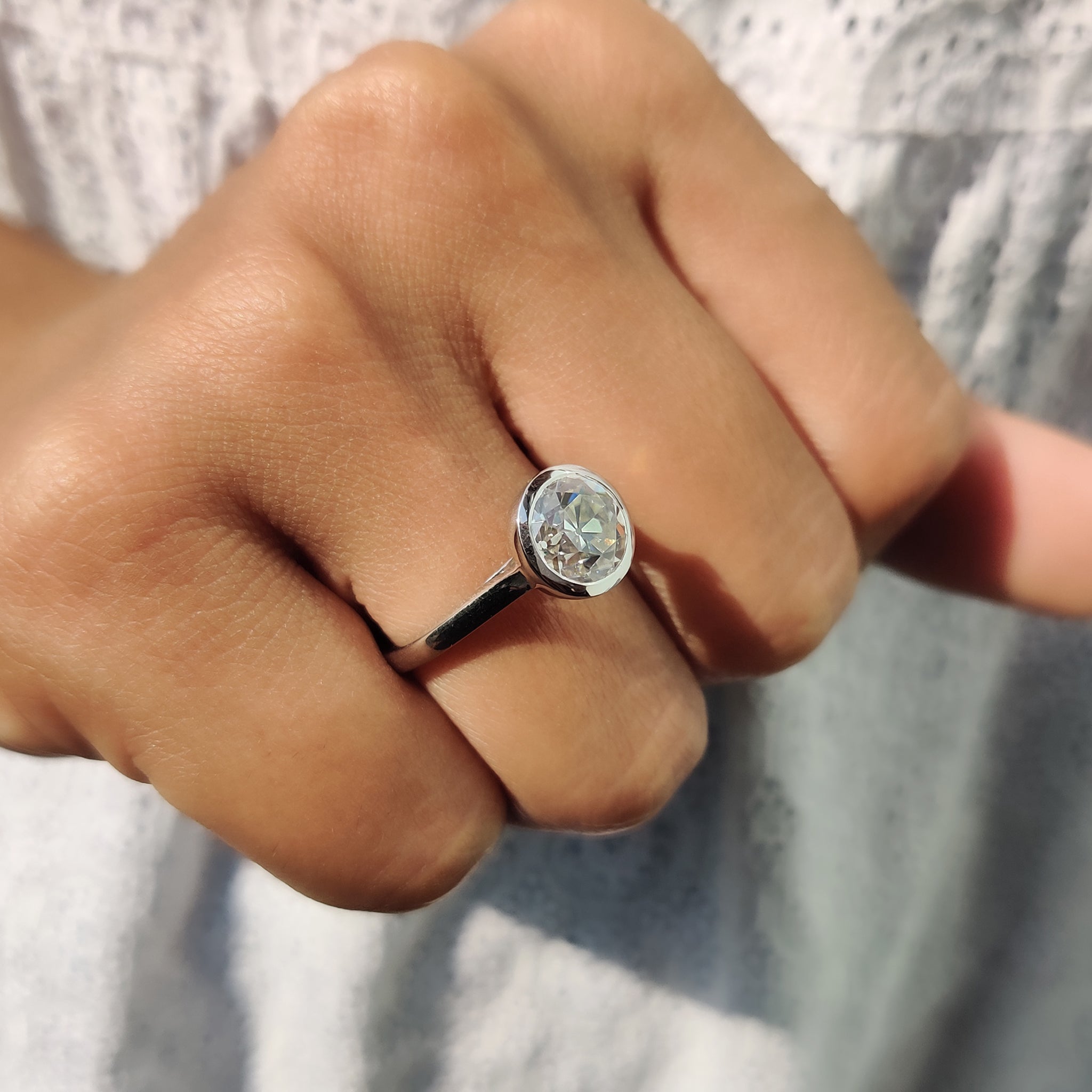 This unique engagement ring stands out with its one-of-a-kind design.
