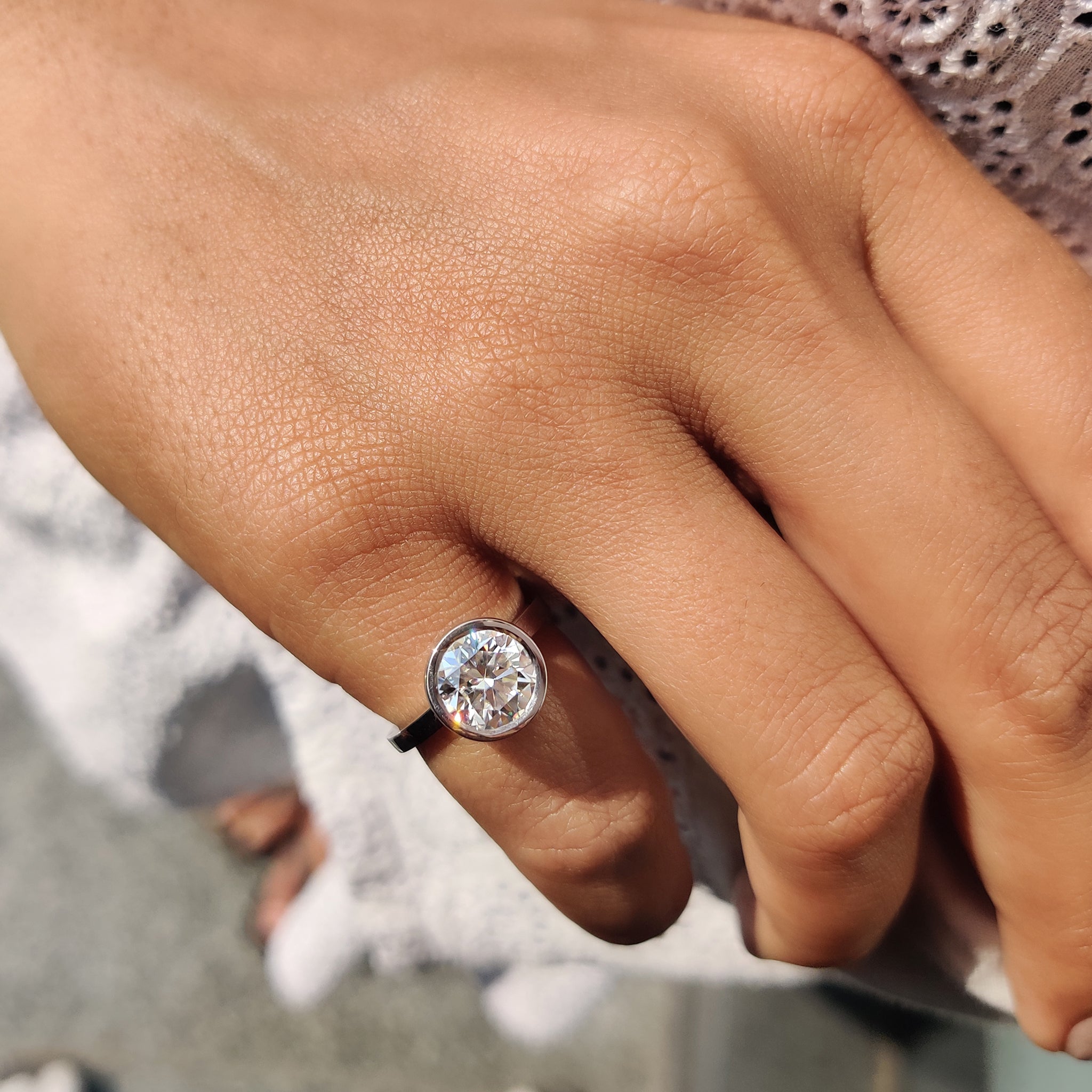 Bezel Set Engagement Ring with Round Diamond