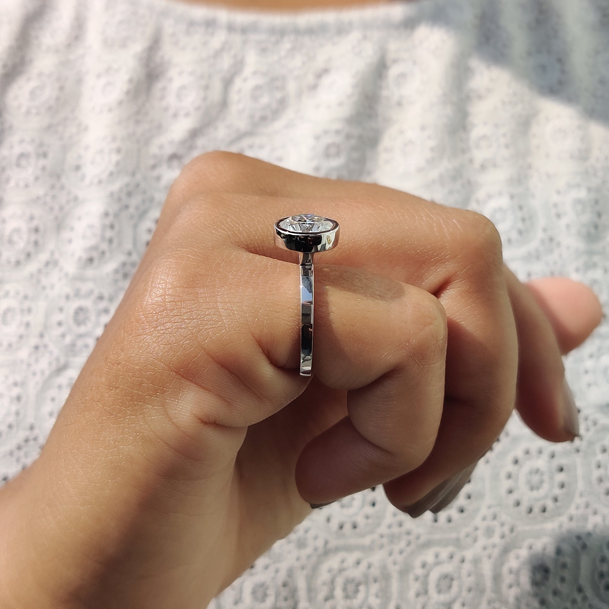 Bezel Set Engagement Ring with Round Diamond