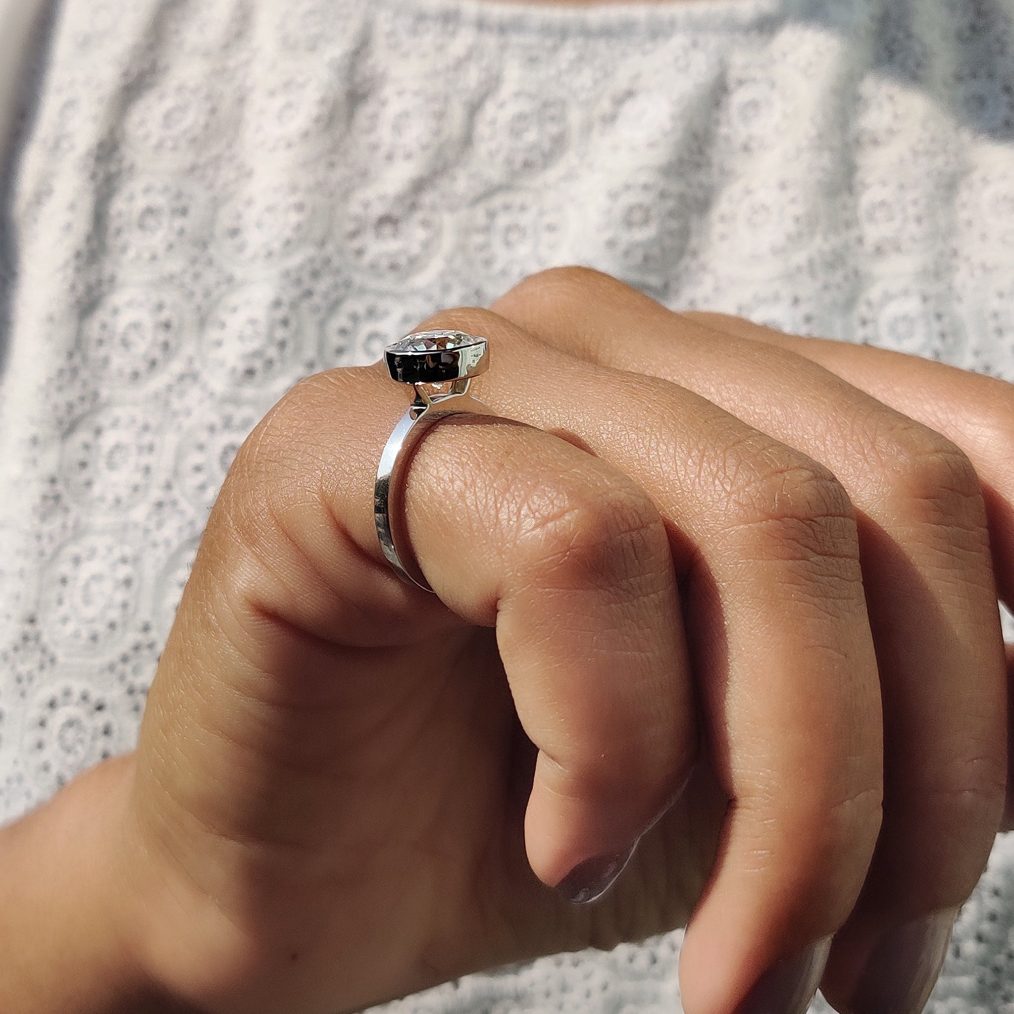 Bezel Set Engagement Ring with Round Diamond