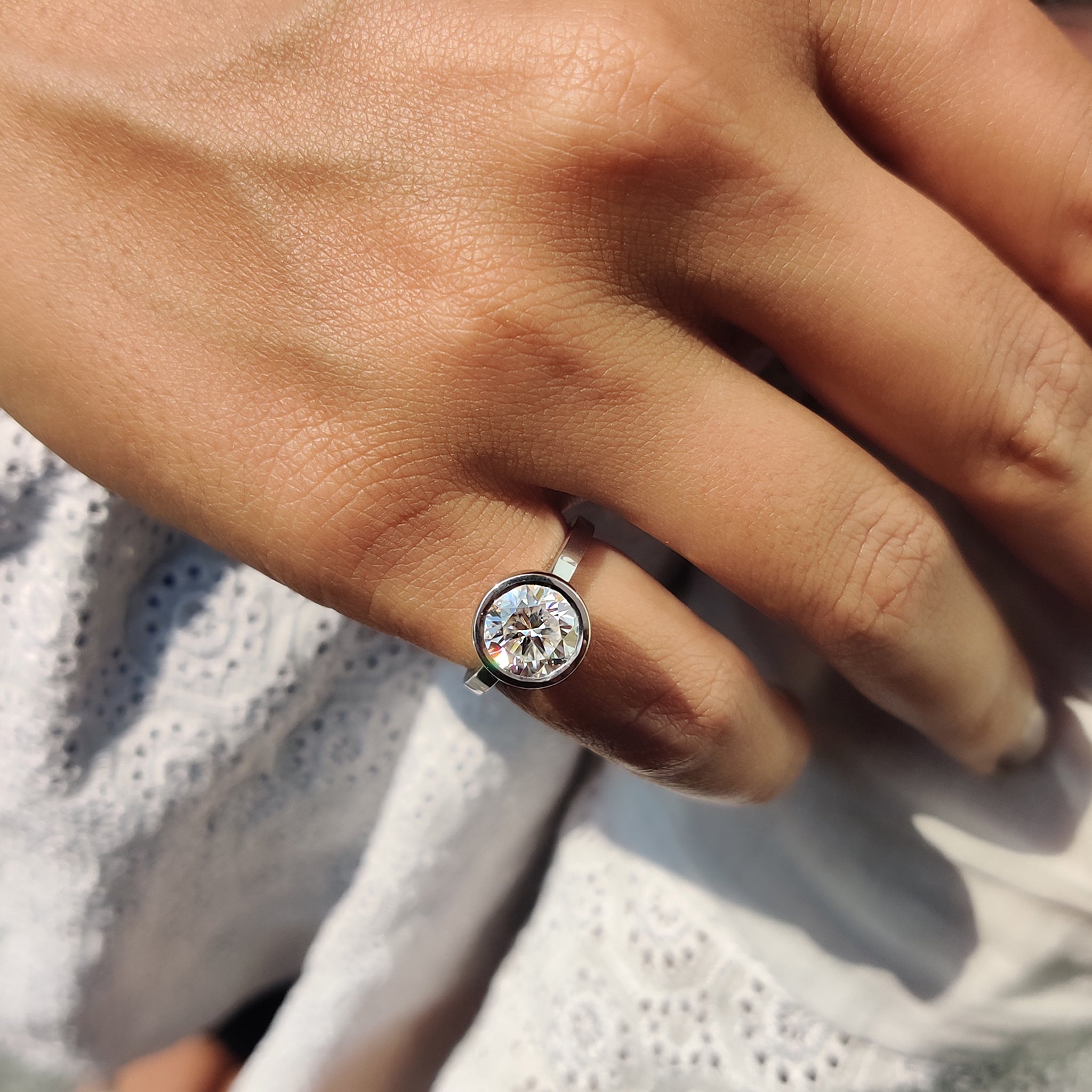 Bezel Set Engagement Ring with Round Diamond