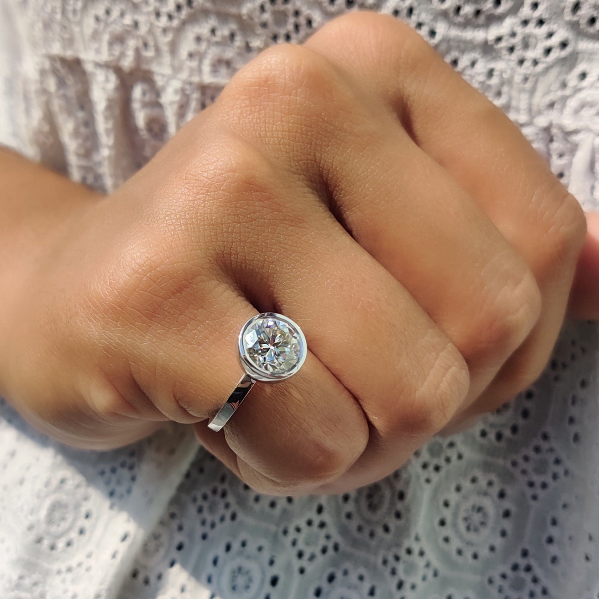 Bezel Set Engagement Ring with Round Diamond