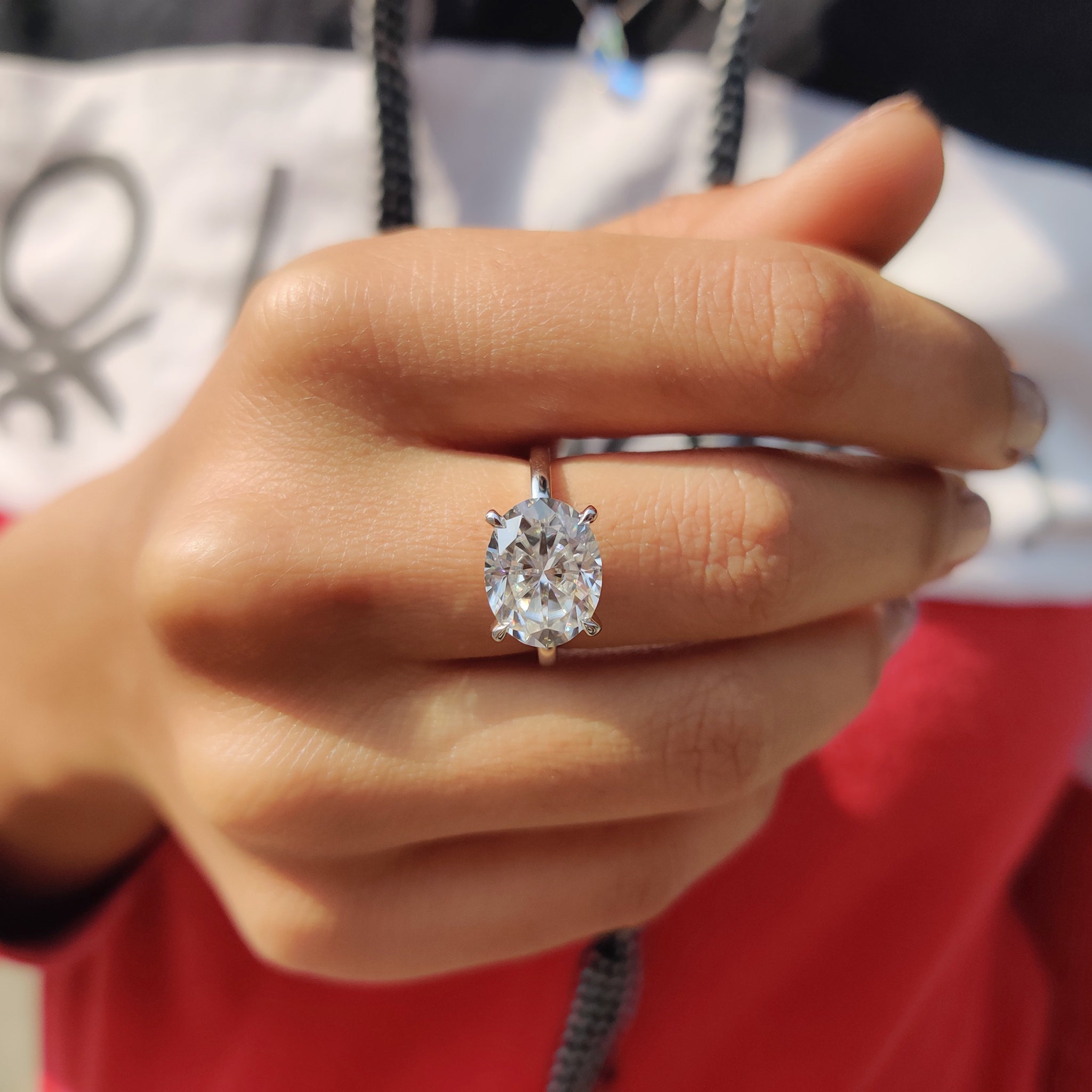 East West Oval Engagement Ring