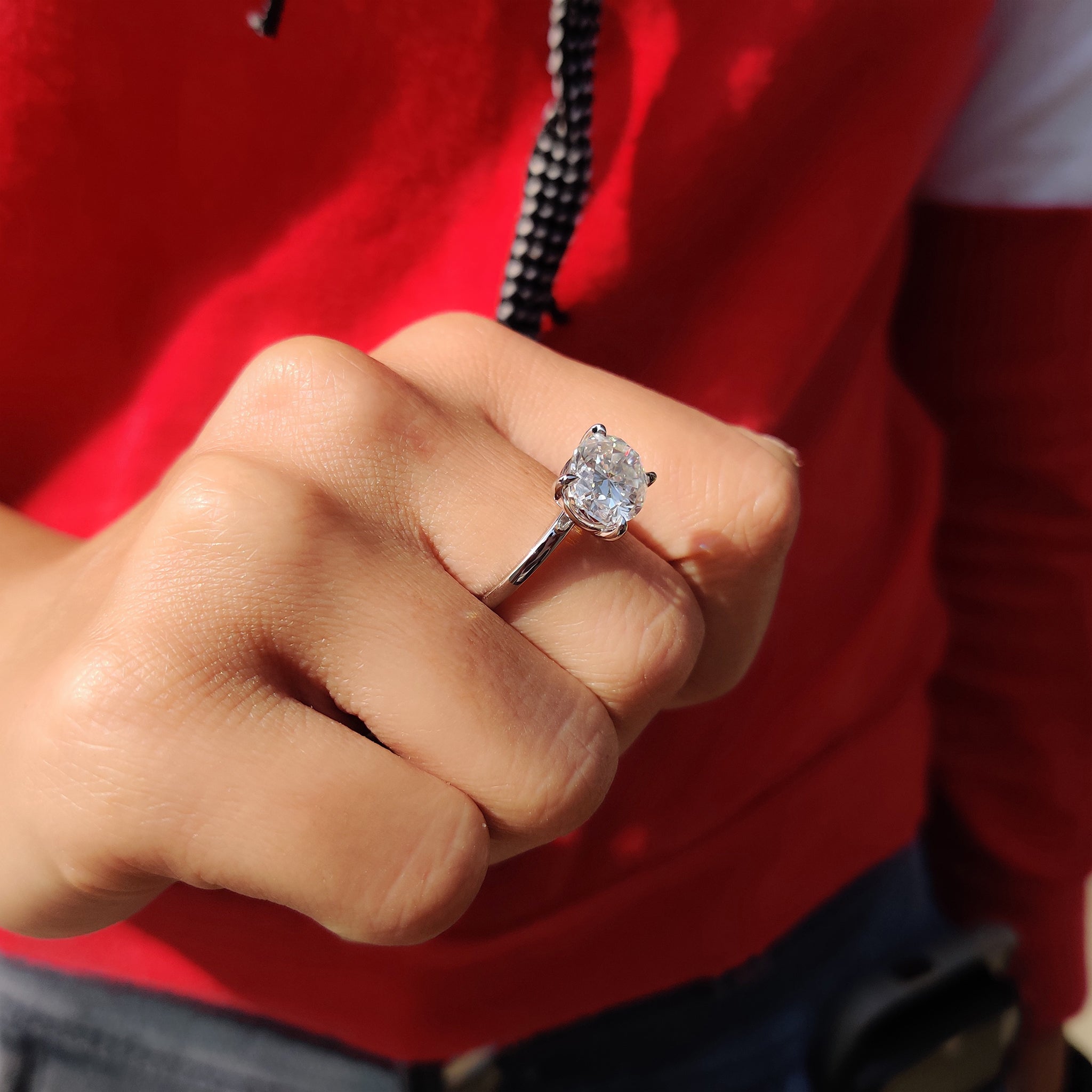 East West Oval Engagement Ring
