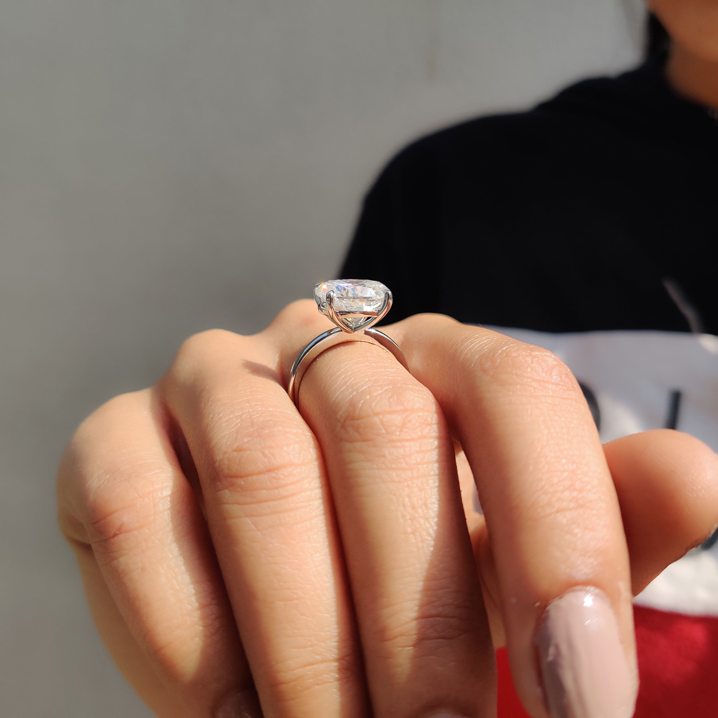 East West Oval Engagement Ring