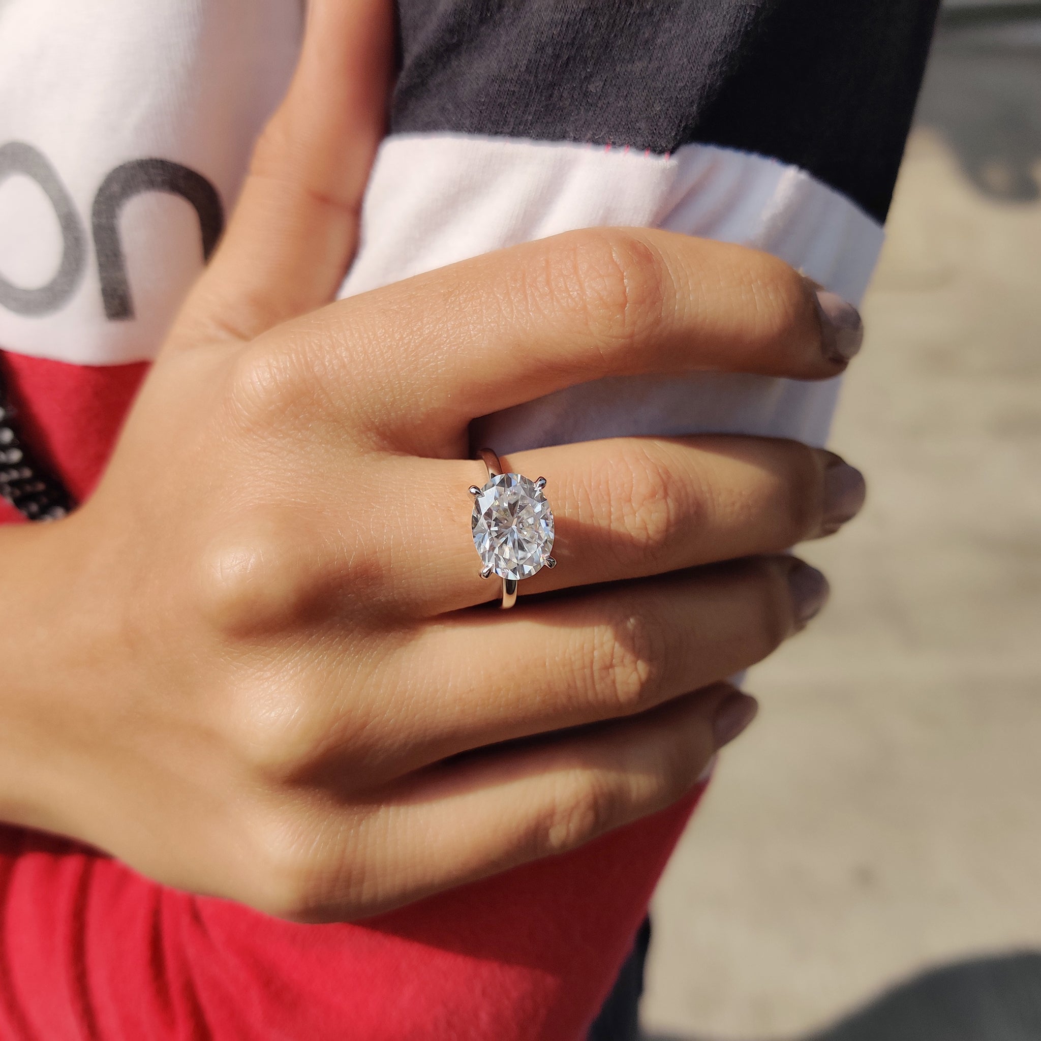 East west ring design in a custom engagement ring.
