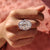 The oval cut ring gives the stone an elegant, elongated shape.