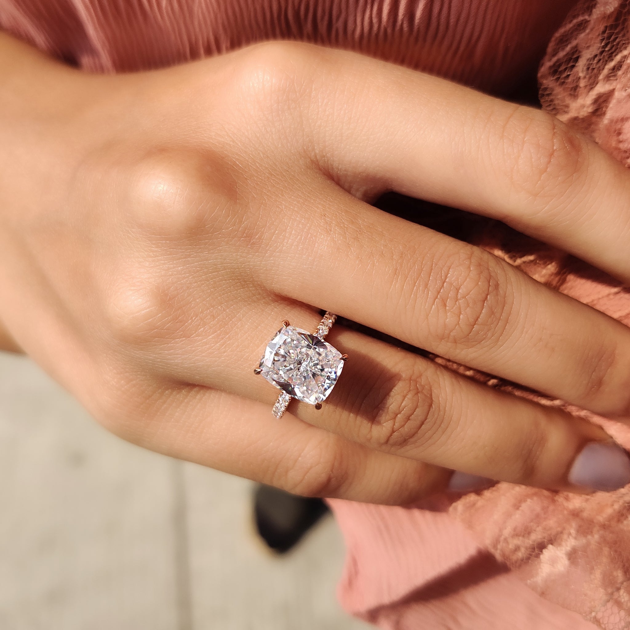 Moissanite ring crafted with a brilliant shine.
