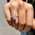 Oval engagement ring with a clean, simple, and classic look.
