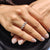 Rose cut moissanite ring with a vintage-inspired design.