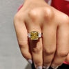 Buy engagement ring featuring a vibrant canary yellow stone.
