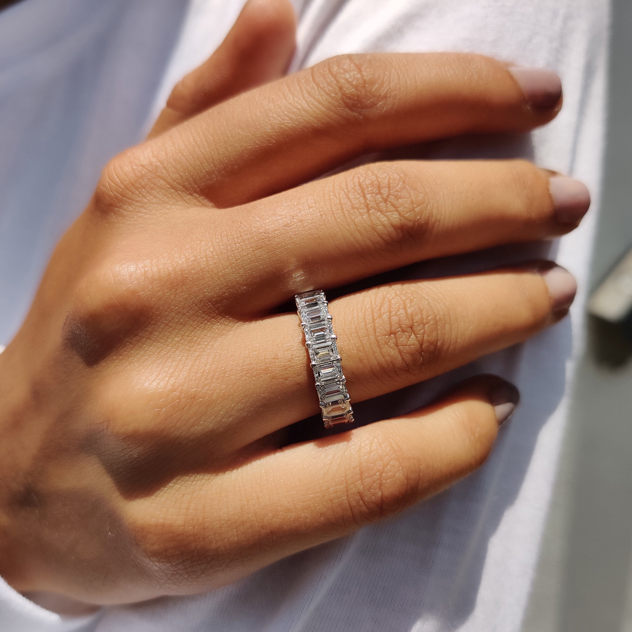 Emerald Cut Eternity Band