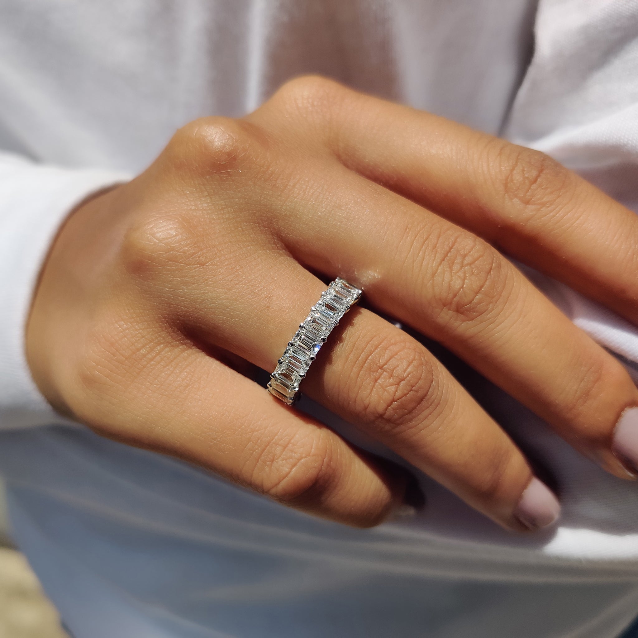 Emerald Cut Eternity Band