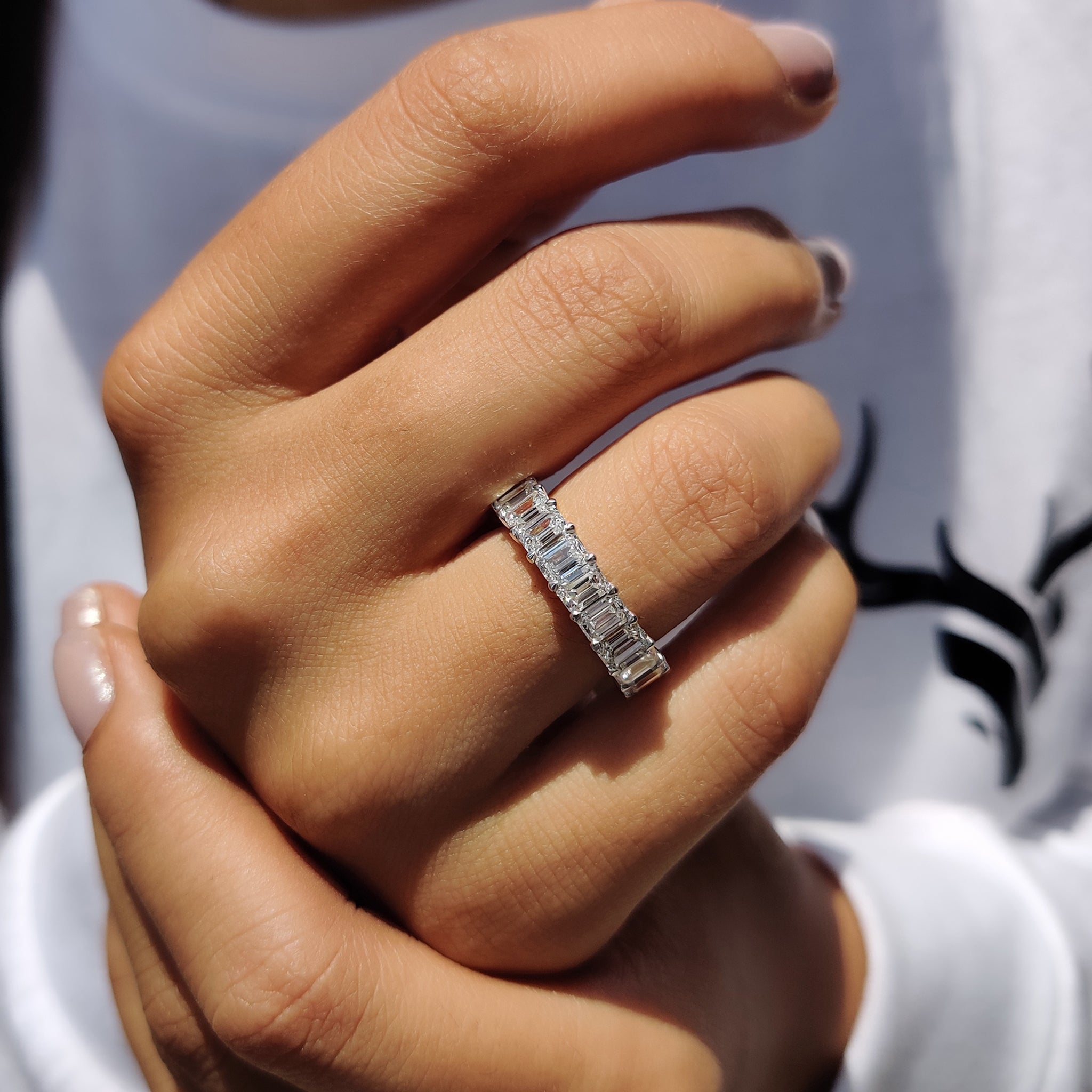 Emerald Cut Eternity Band