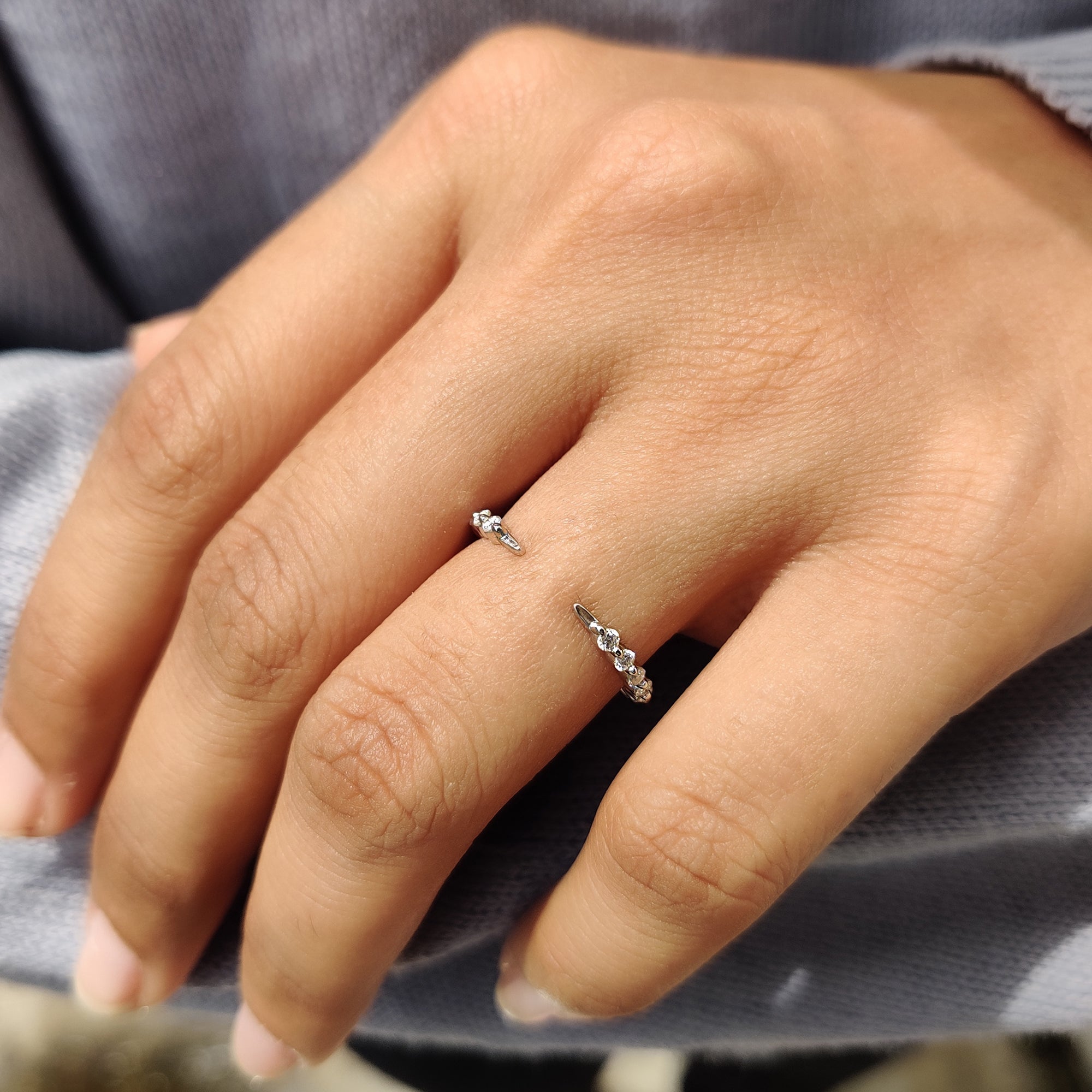 Round Diamond Wedding Band - Open Gap Design