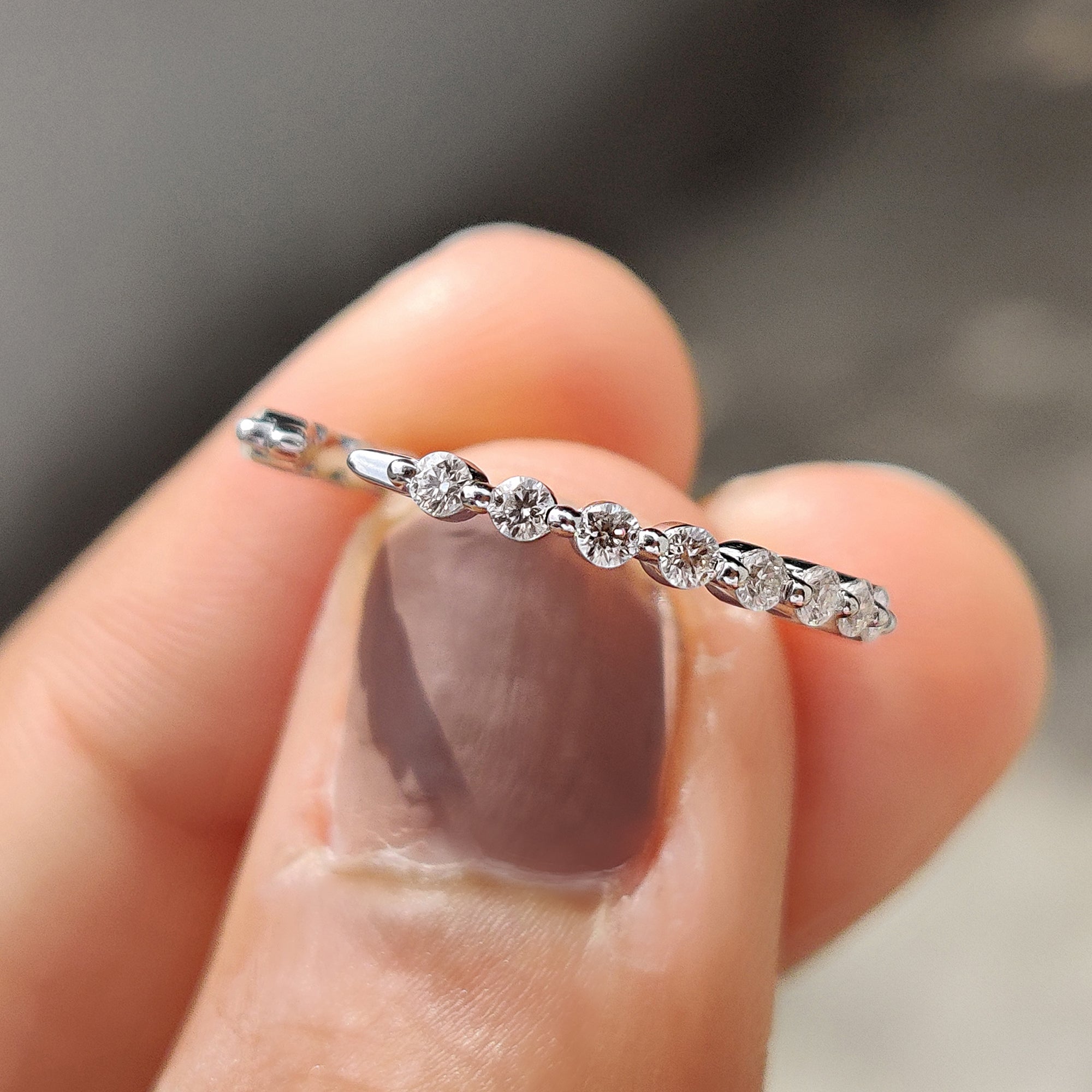 Round Diamond Wedding Band - Open Gap Design