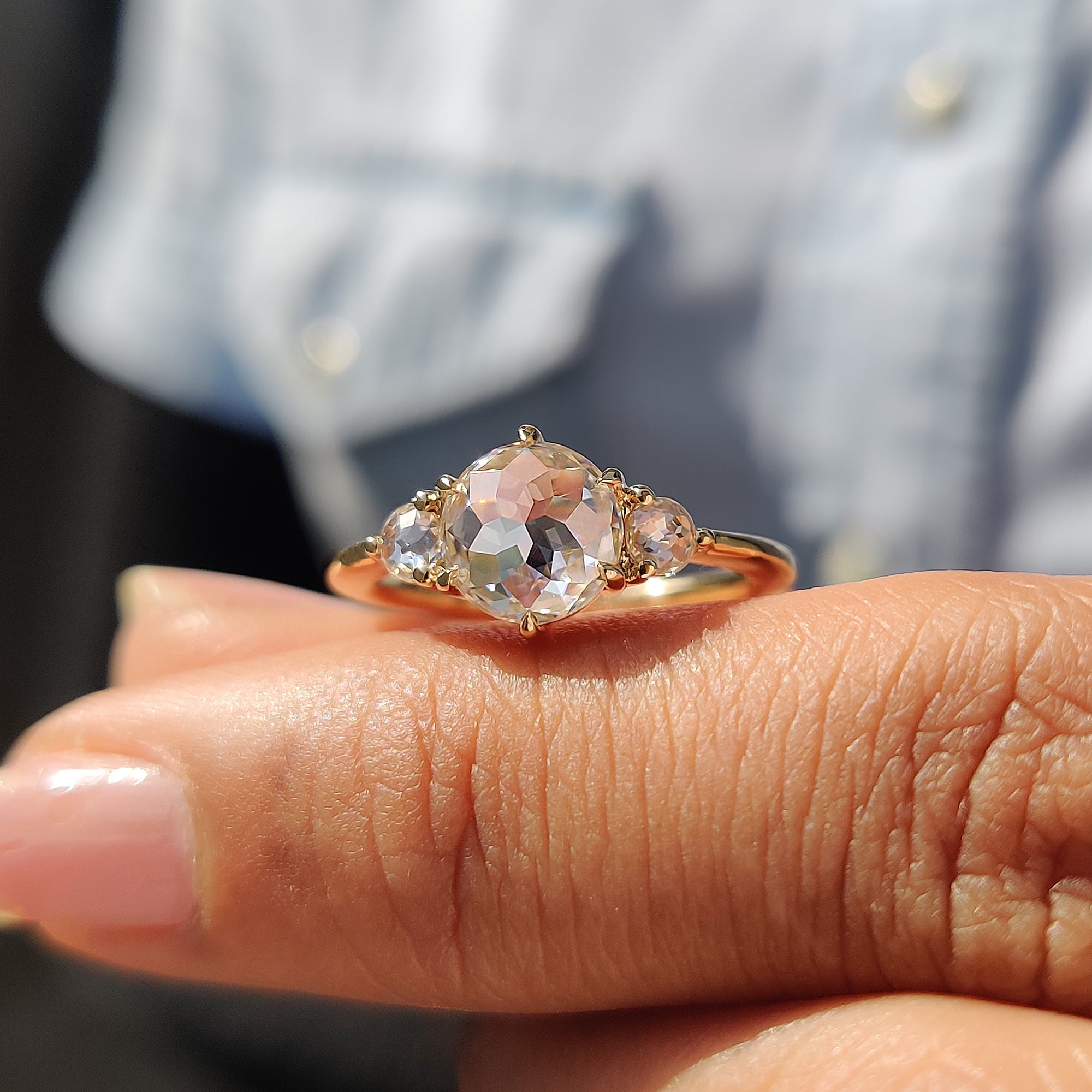 Three Stone Round Rose Cut Ring - Main Image