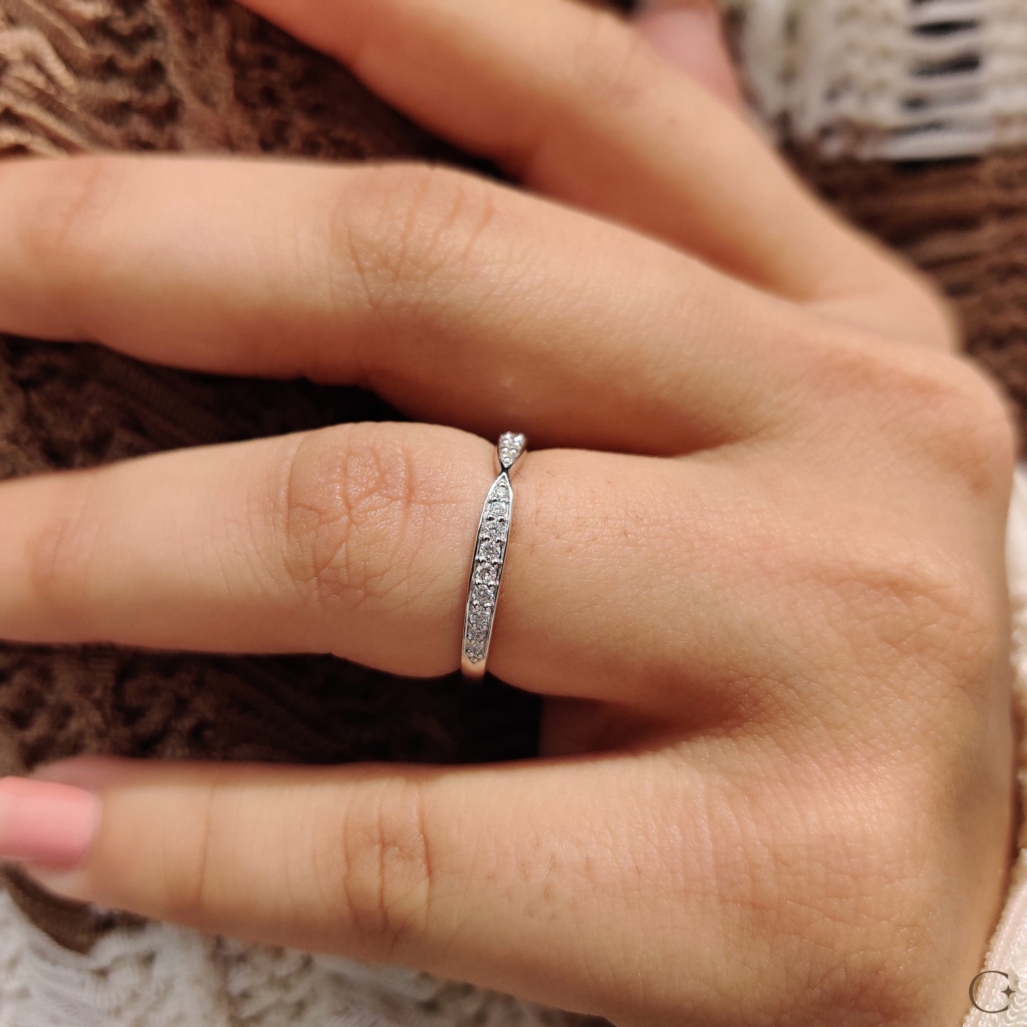 Tapered Pave Wedding Band