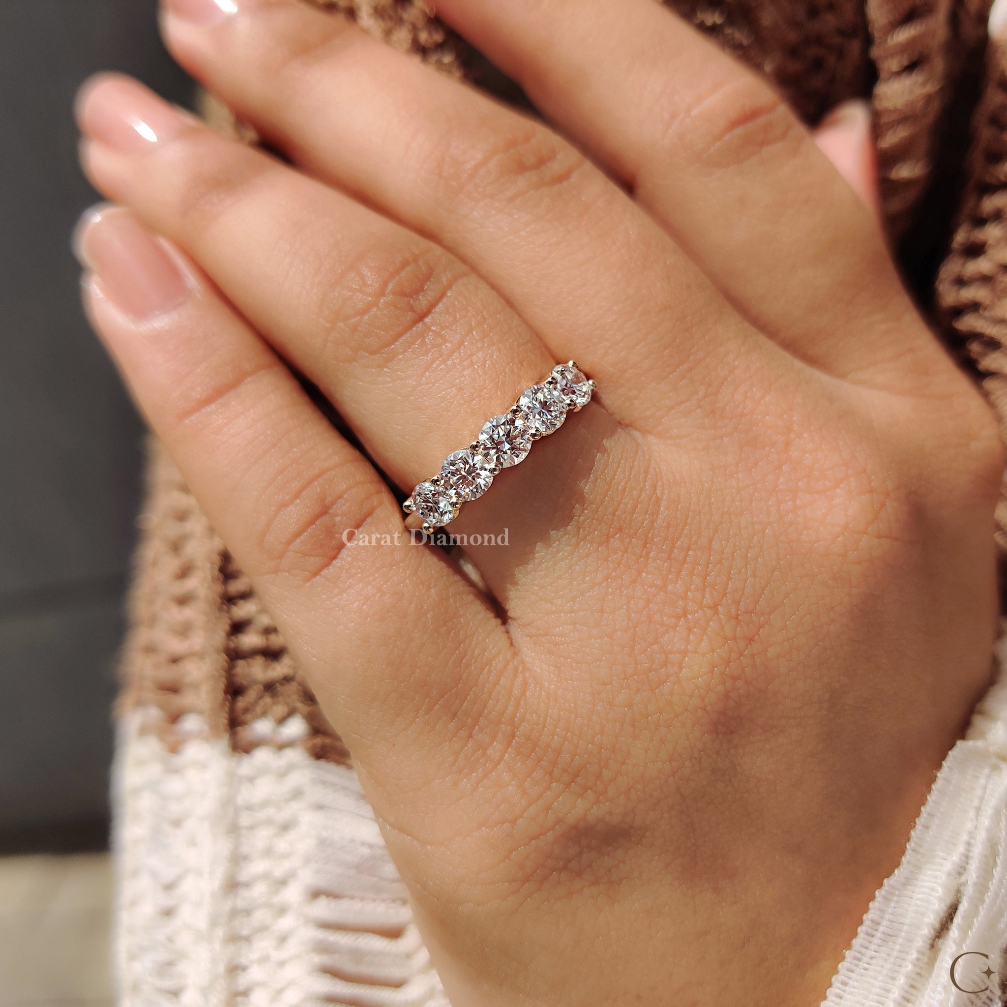 Stone Wedding Band Round Diamond1