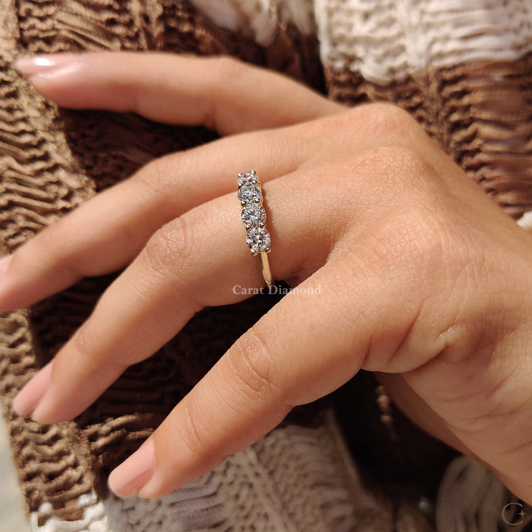 Round diamond wedding band yellow gold wedding band Custom Wedding Band Lab Grown Diamond igi certified.
