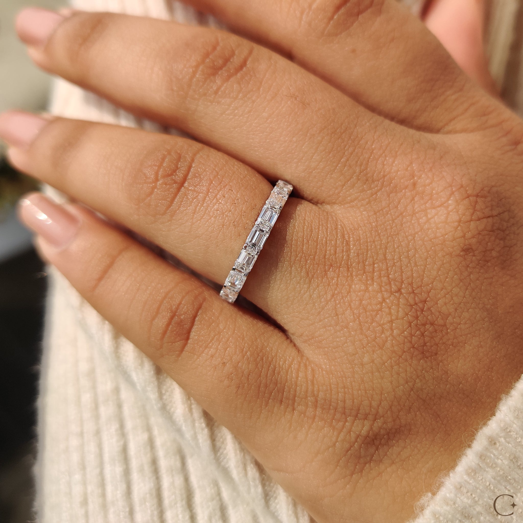 Simple wedding band crafted for understated elegance and charm.

