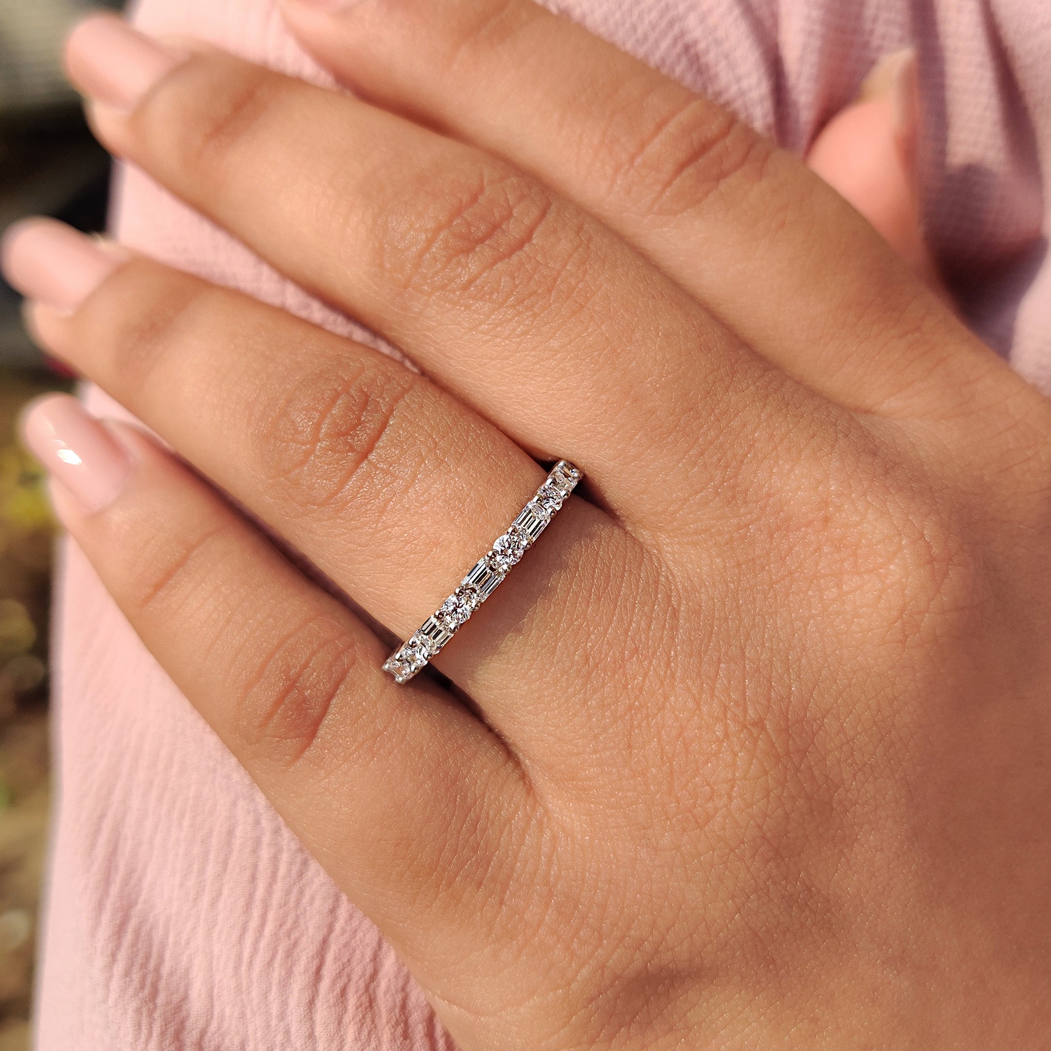 Emerald Cut Diamond Band - Gold Eternity