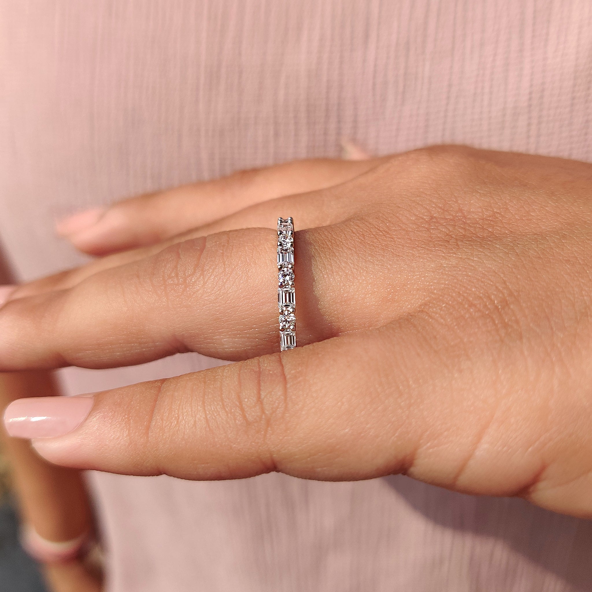Emerald Cut Diamond Band - Gold Eternity