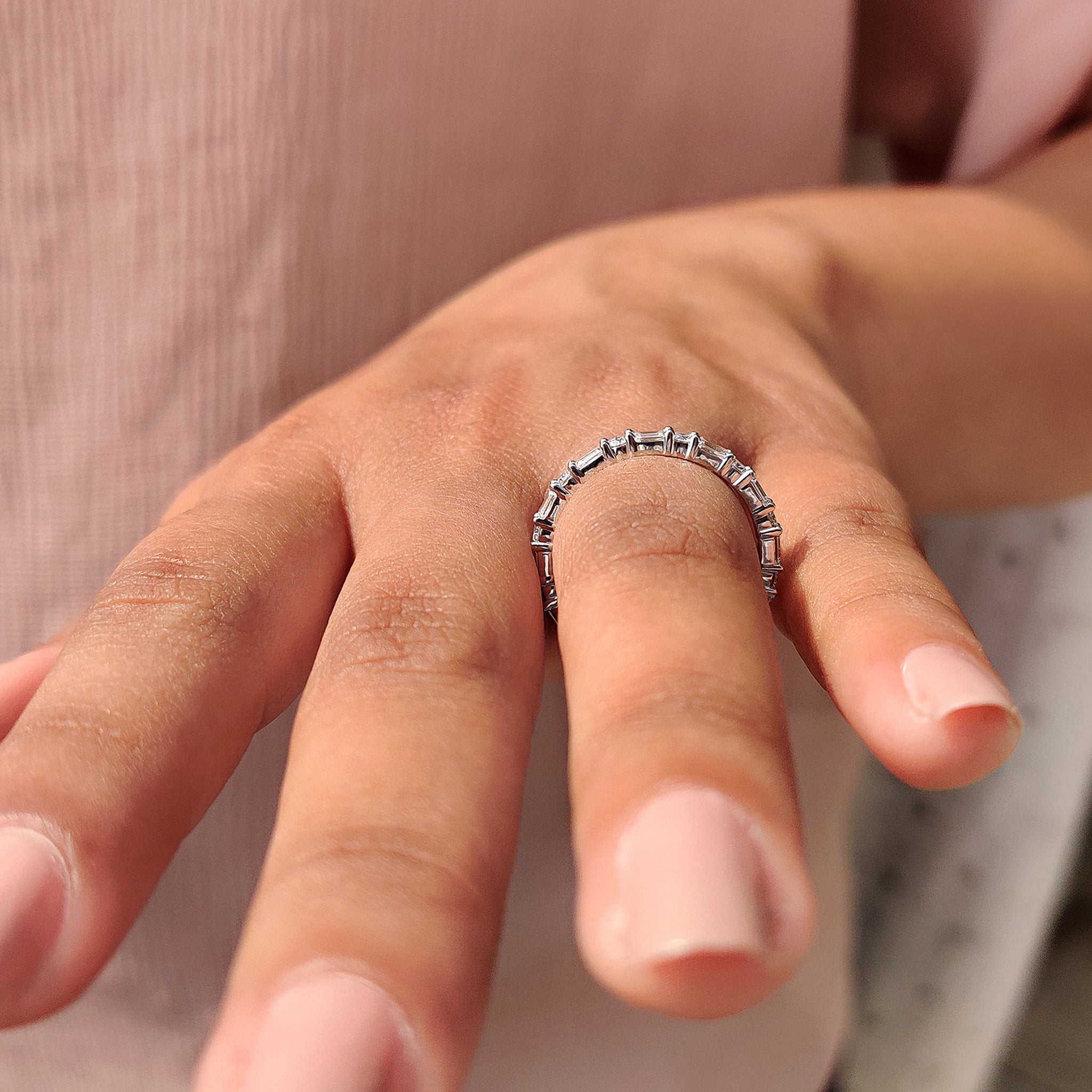 Emerald Cut Diamond Band - Gold Eternity