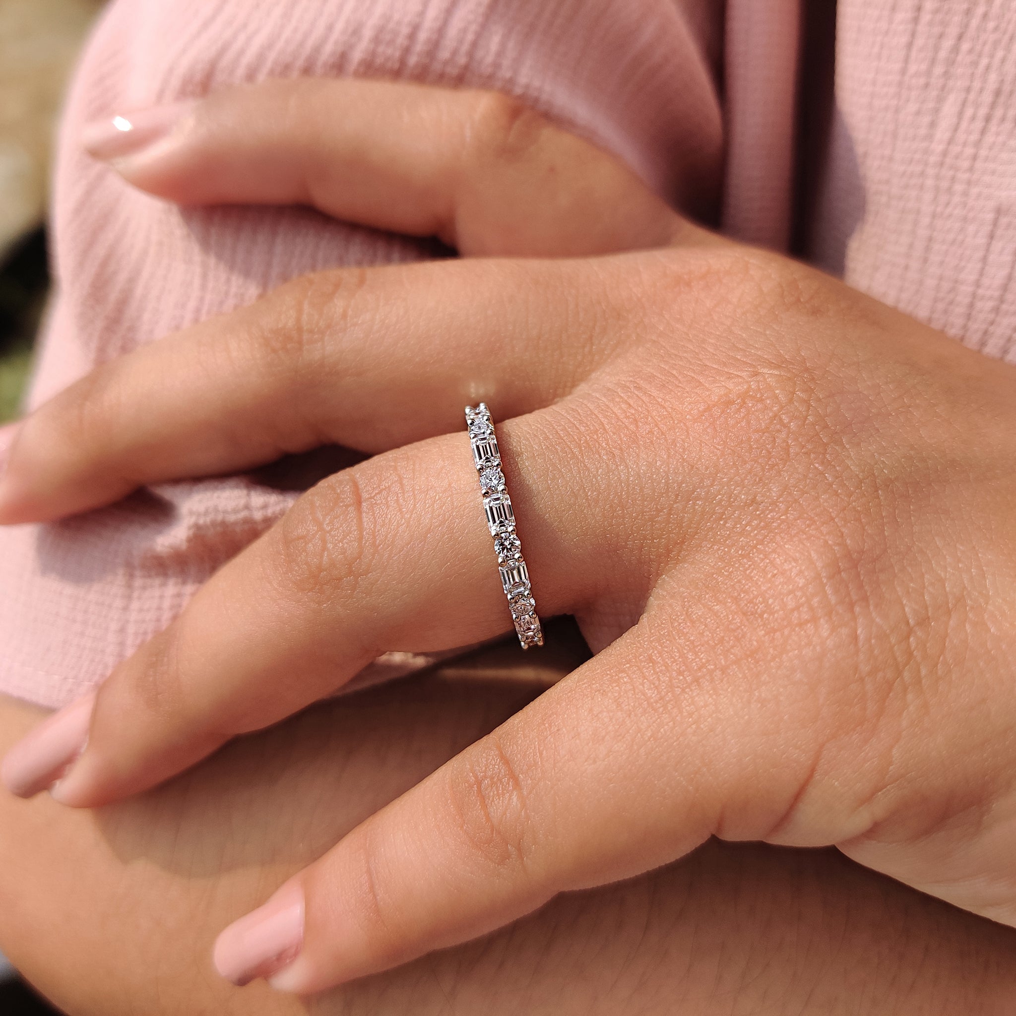 Emerald Cut Diamond Band - Gold Eternity