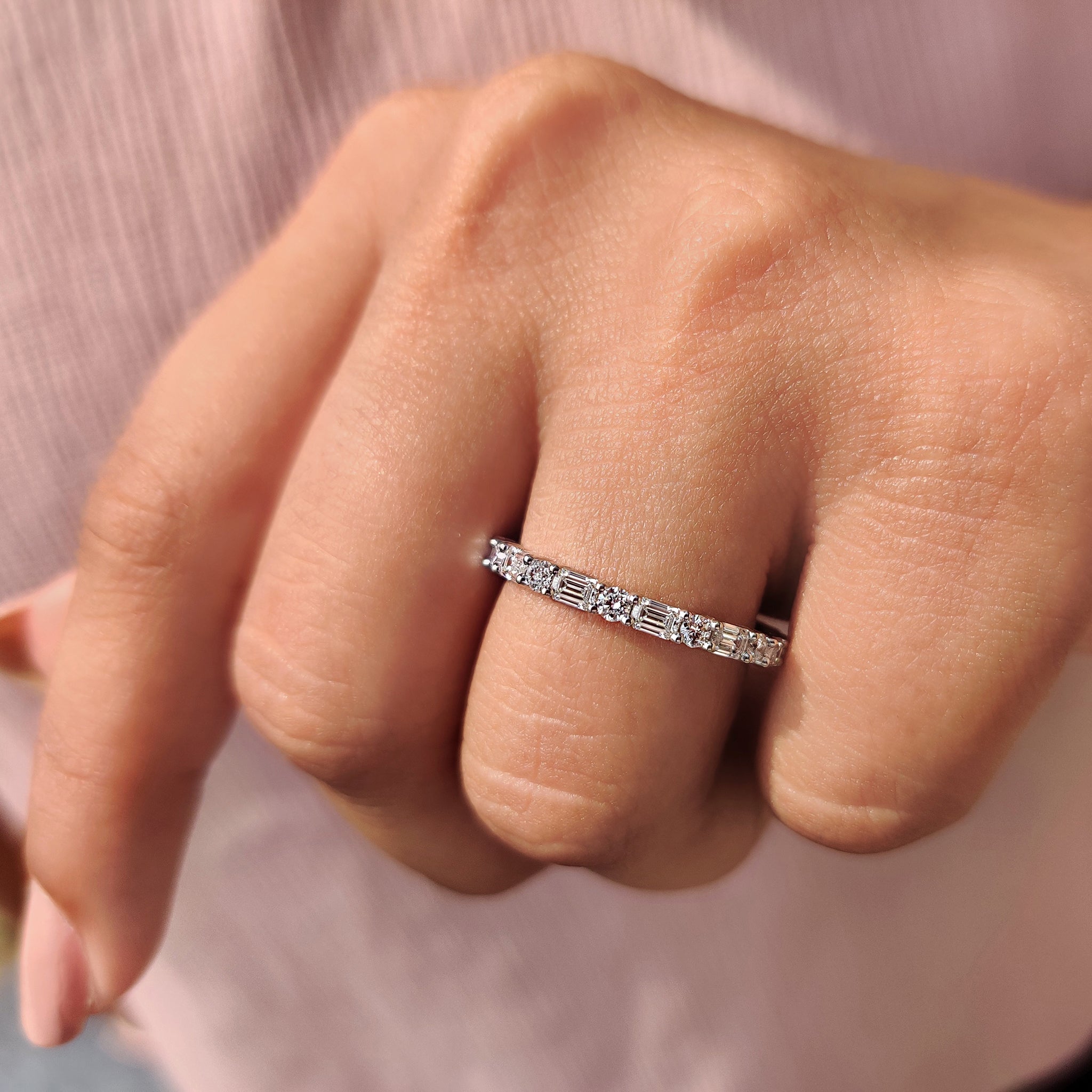 Emerald Cut Diamond Band - Gold Eternity